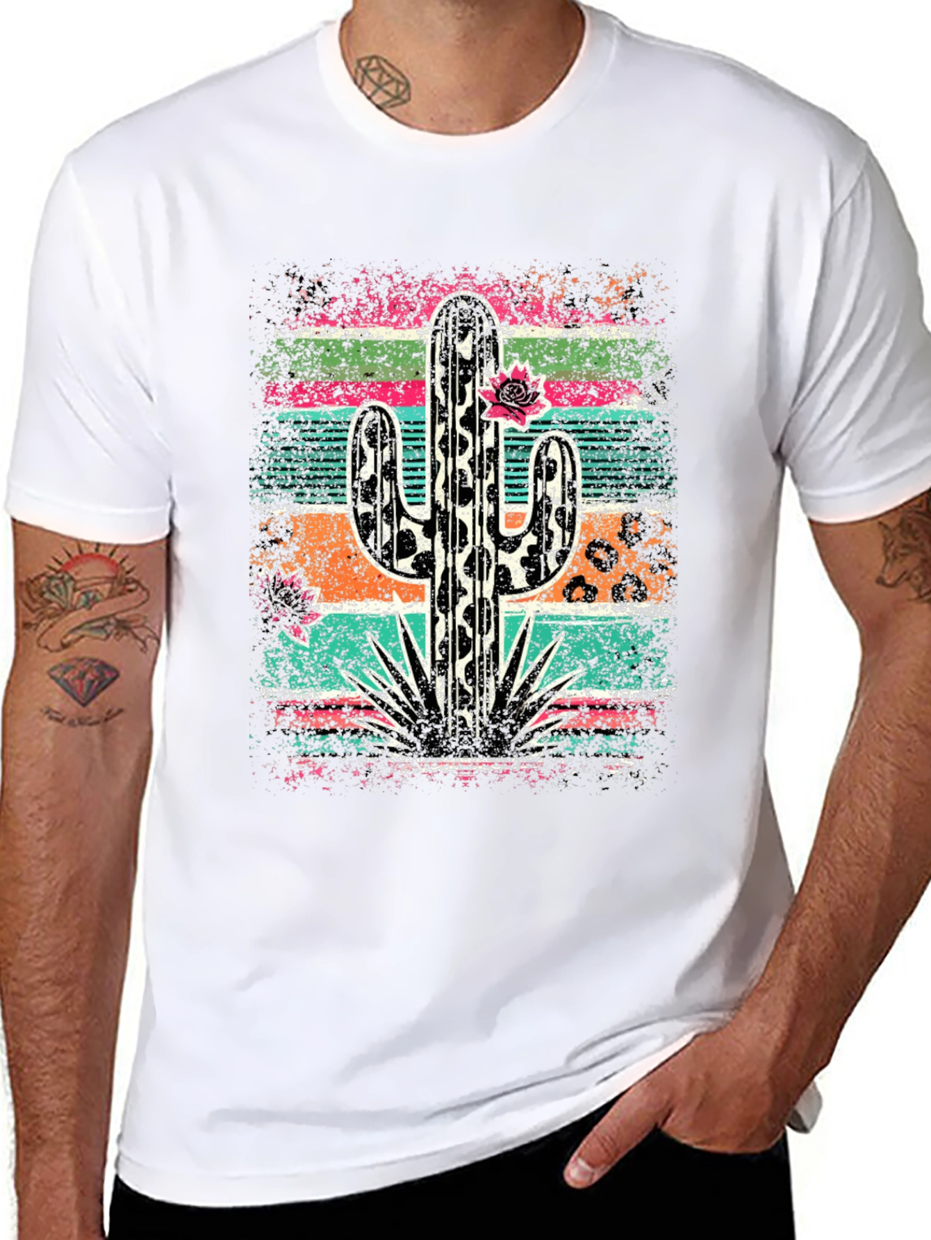 Black Desert Vibes Tee: Leopard Cactus Graphic T-Shirt view 8
