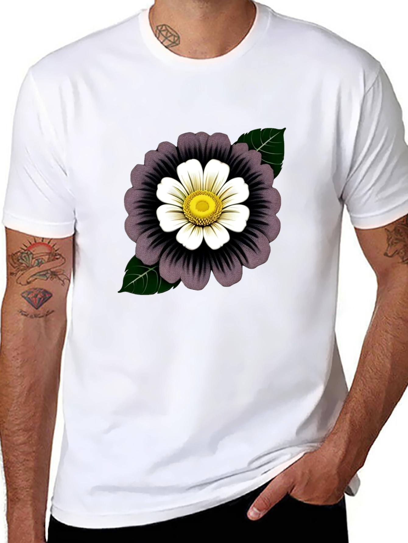 Black Floral Graphic Tee - Stylish Black T-Shirt view 8