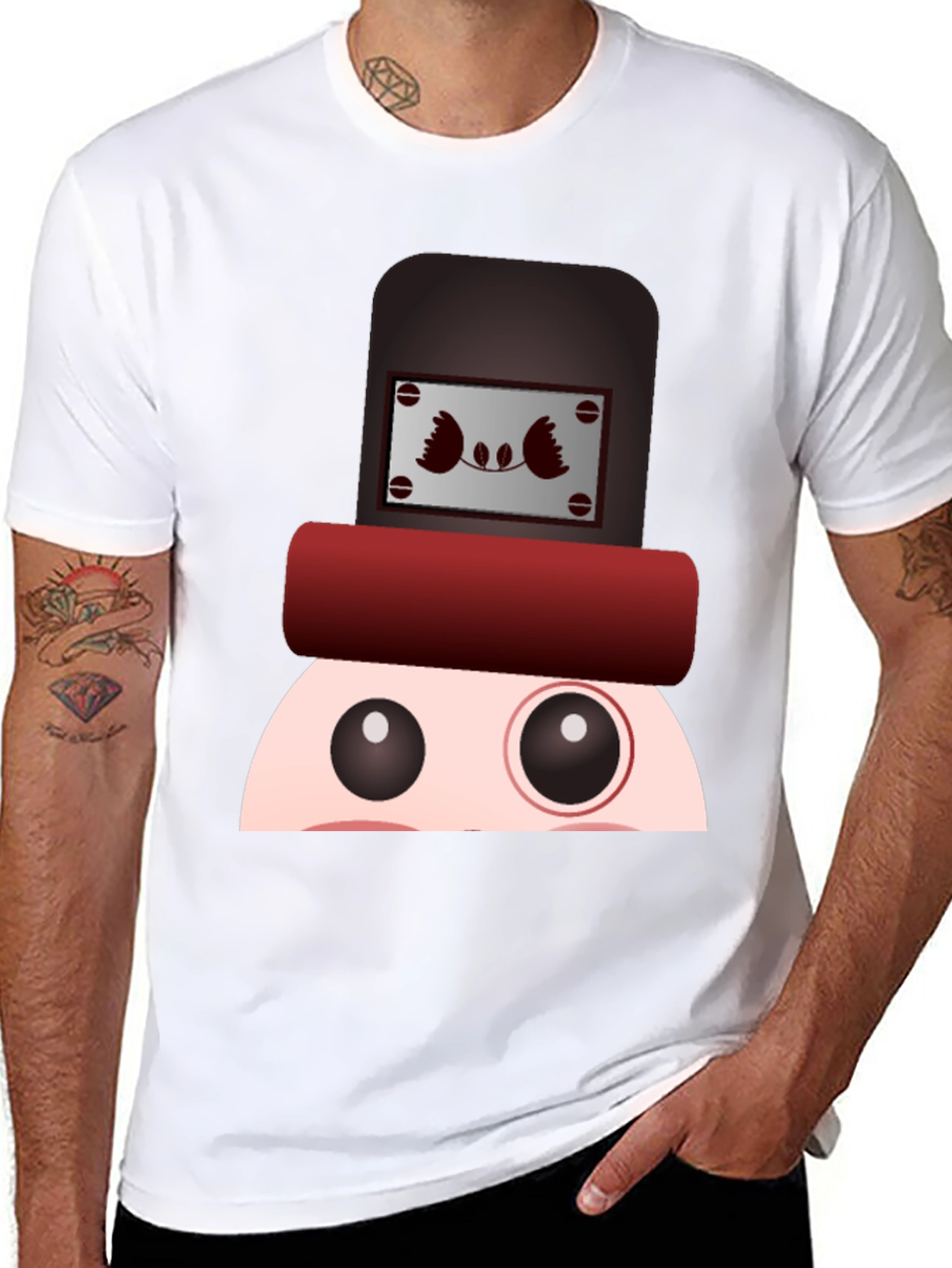 Black Funny Cartoon Character T-Shirt view 8