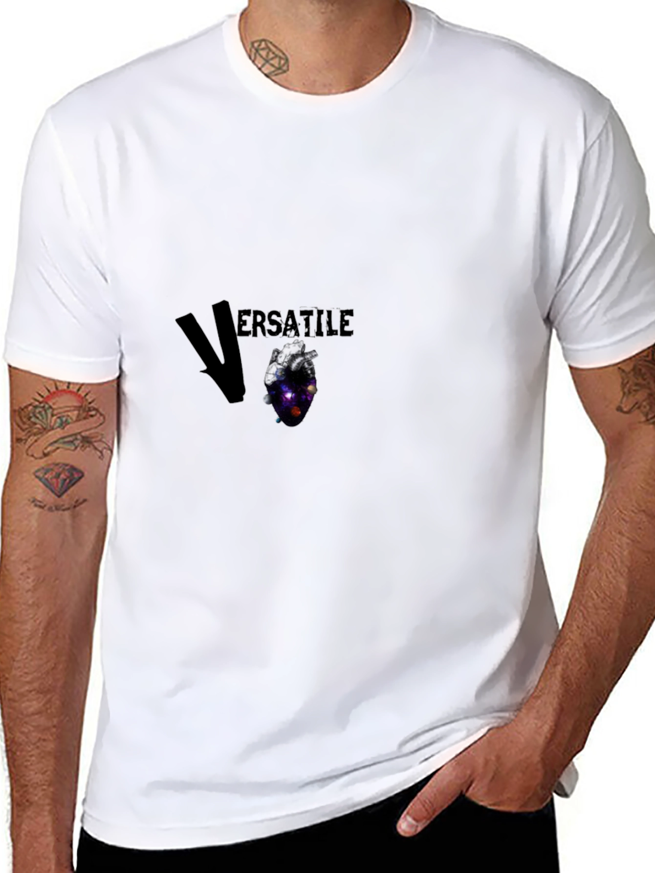 Black Versatile Galaxy Heart T-Shirt - Unique Design view 8
