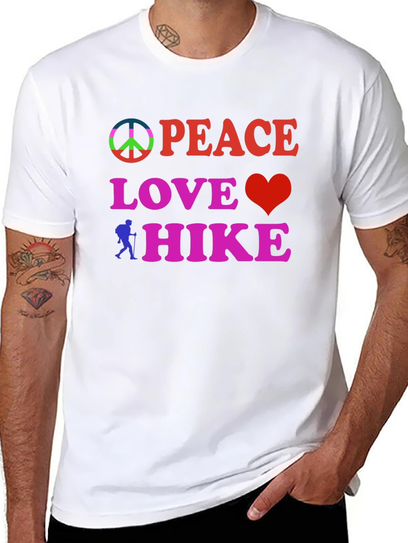 Black Peace Love Hike Black T-Shirt view 8