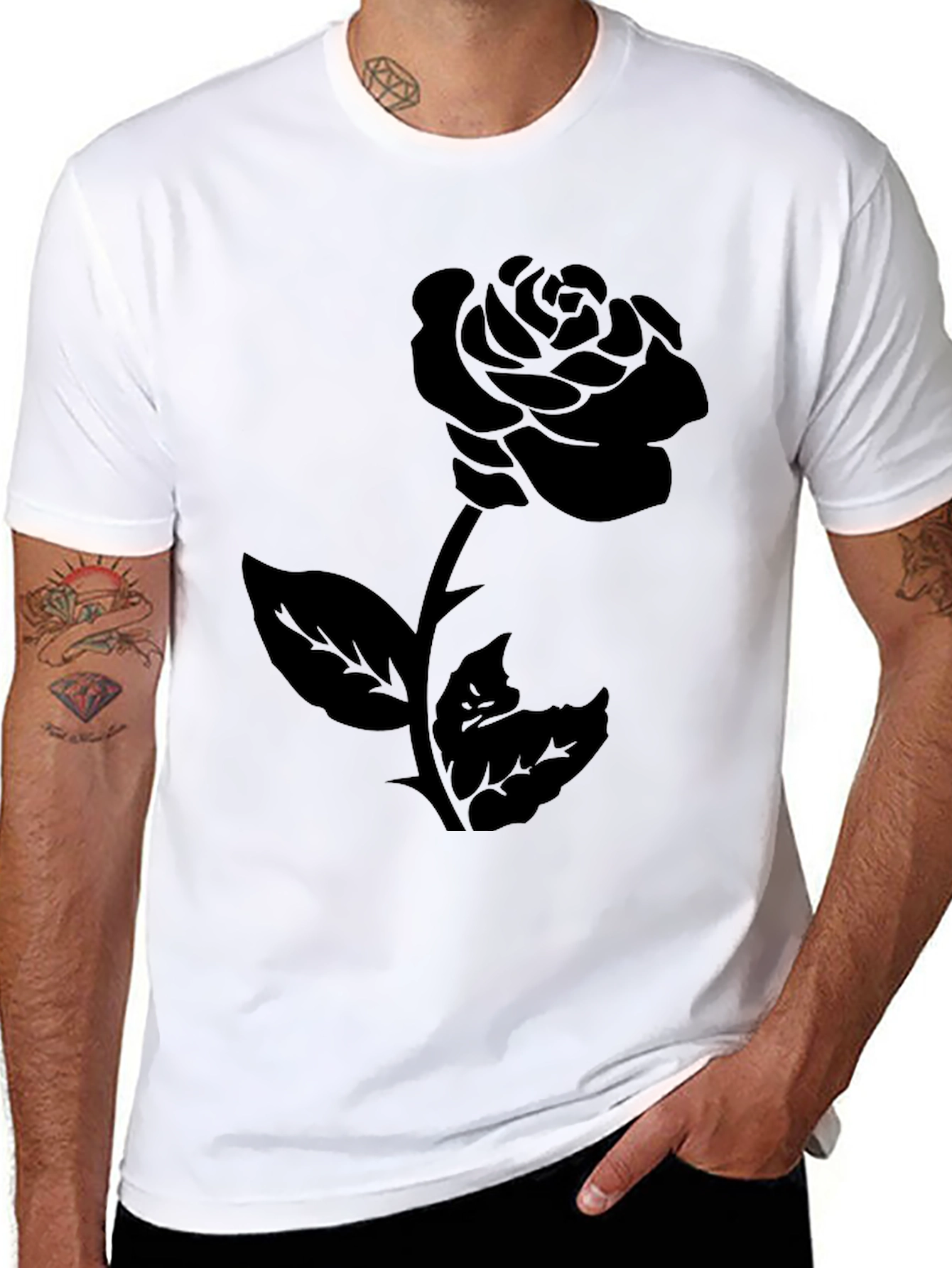 Black Rose Graphic Tee - Mens Black T-Shirt view 8