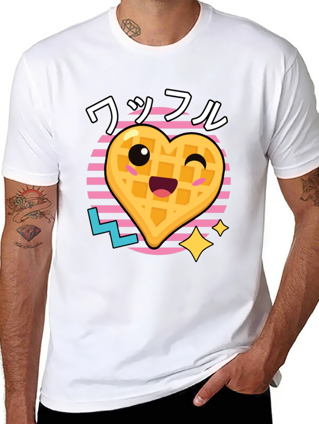 Black Kawaii Waffle T-Shirt - Trendy Graphic Tee view 8