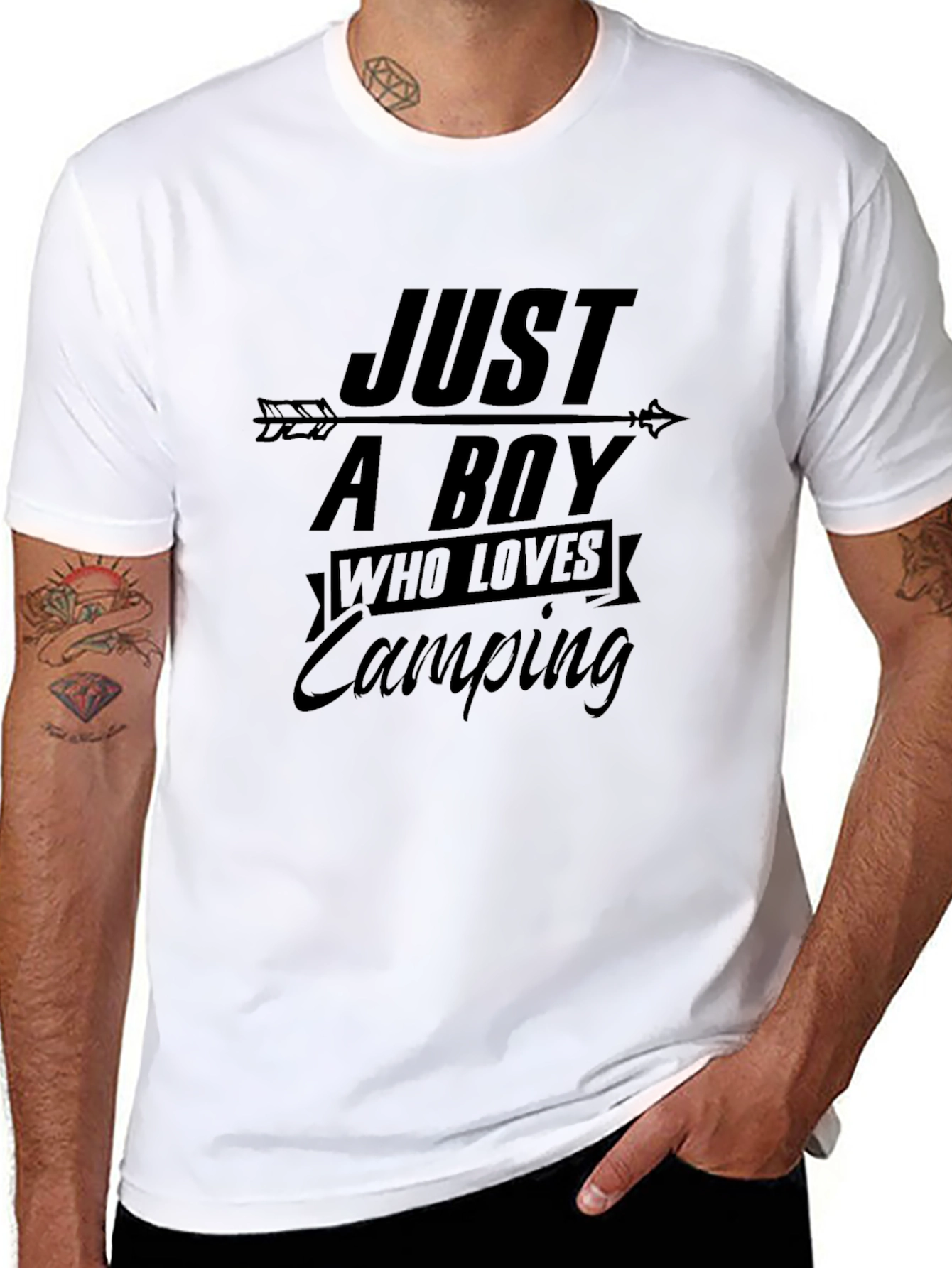 Black Just A Boy Who Loves Camping Graphic T-Shirt view 8