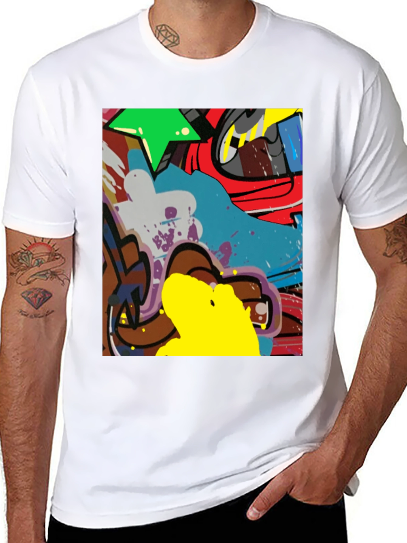 Black Abstract Graffiti Art Graphic Tee view 8