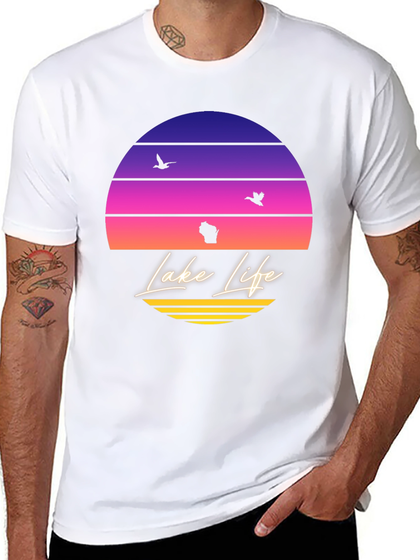 Black Lake Life Sunset T-Shirt - Wisconsin Summer Tee view 8