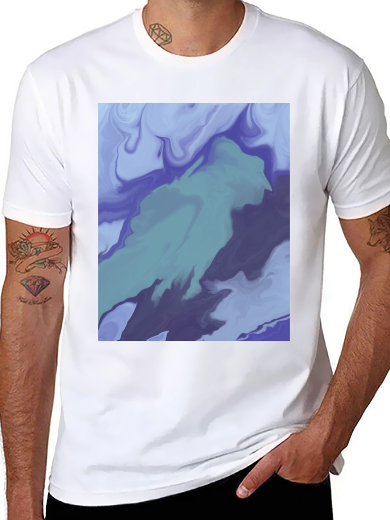 Black Abstract Art Tee - Modern Graphic T-Shirt view 8