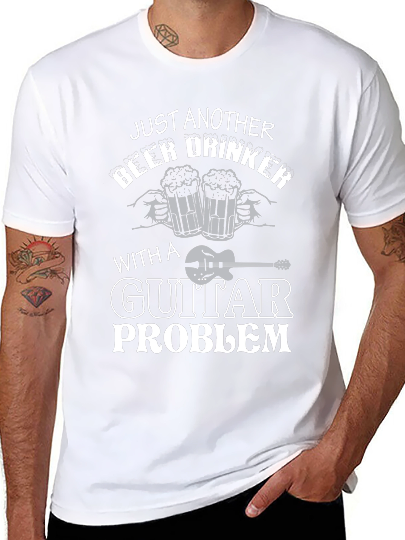 Black Just Another Beer Drinker with Guitar Problem T-Shirt view 8