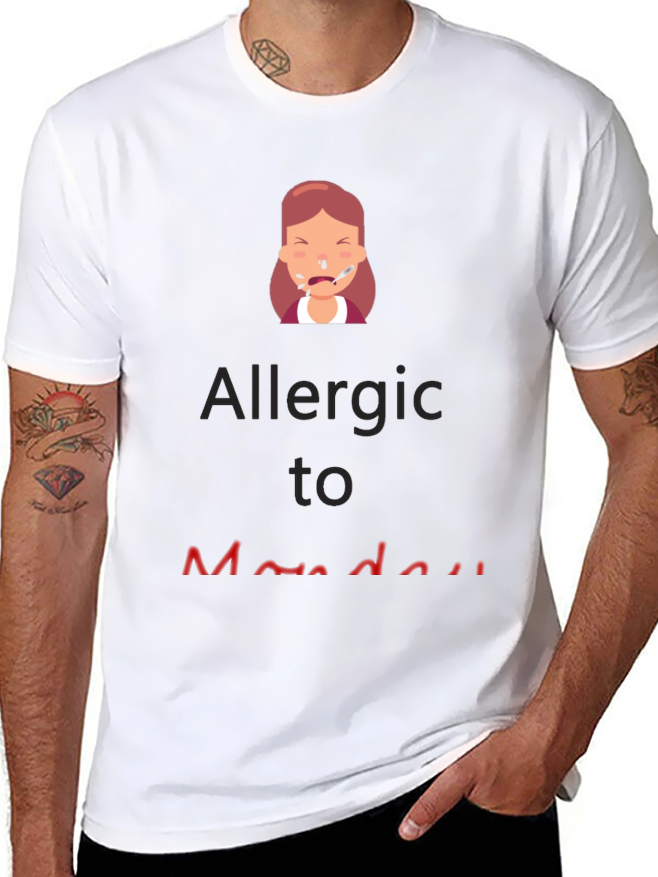 Black Allergic to Monday Black T-Shirt view 8