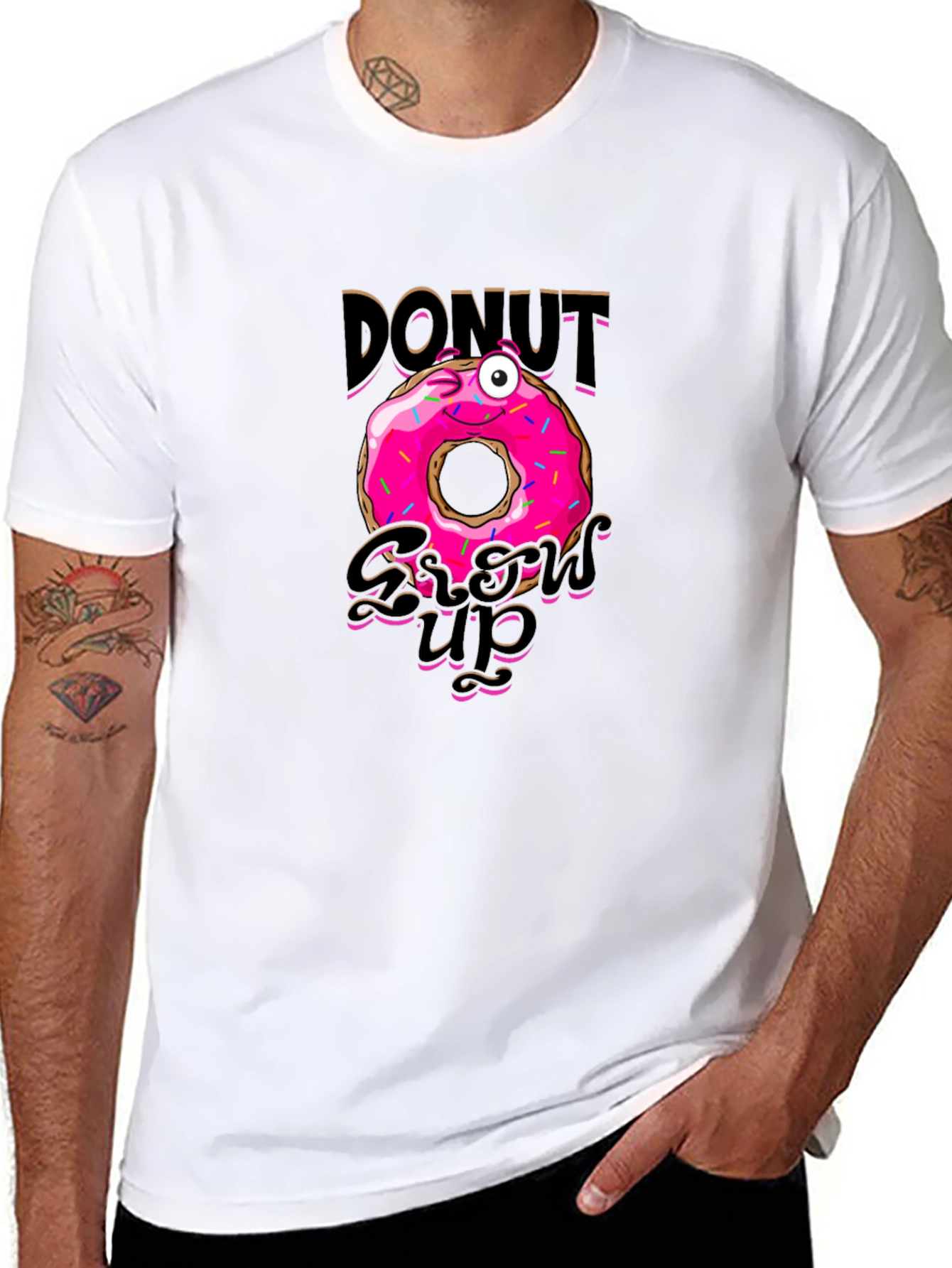 Black Donut Grow Up Funny Graphic Black T-Shirt view 8