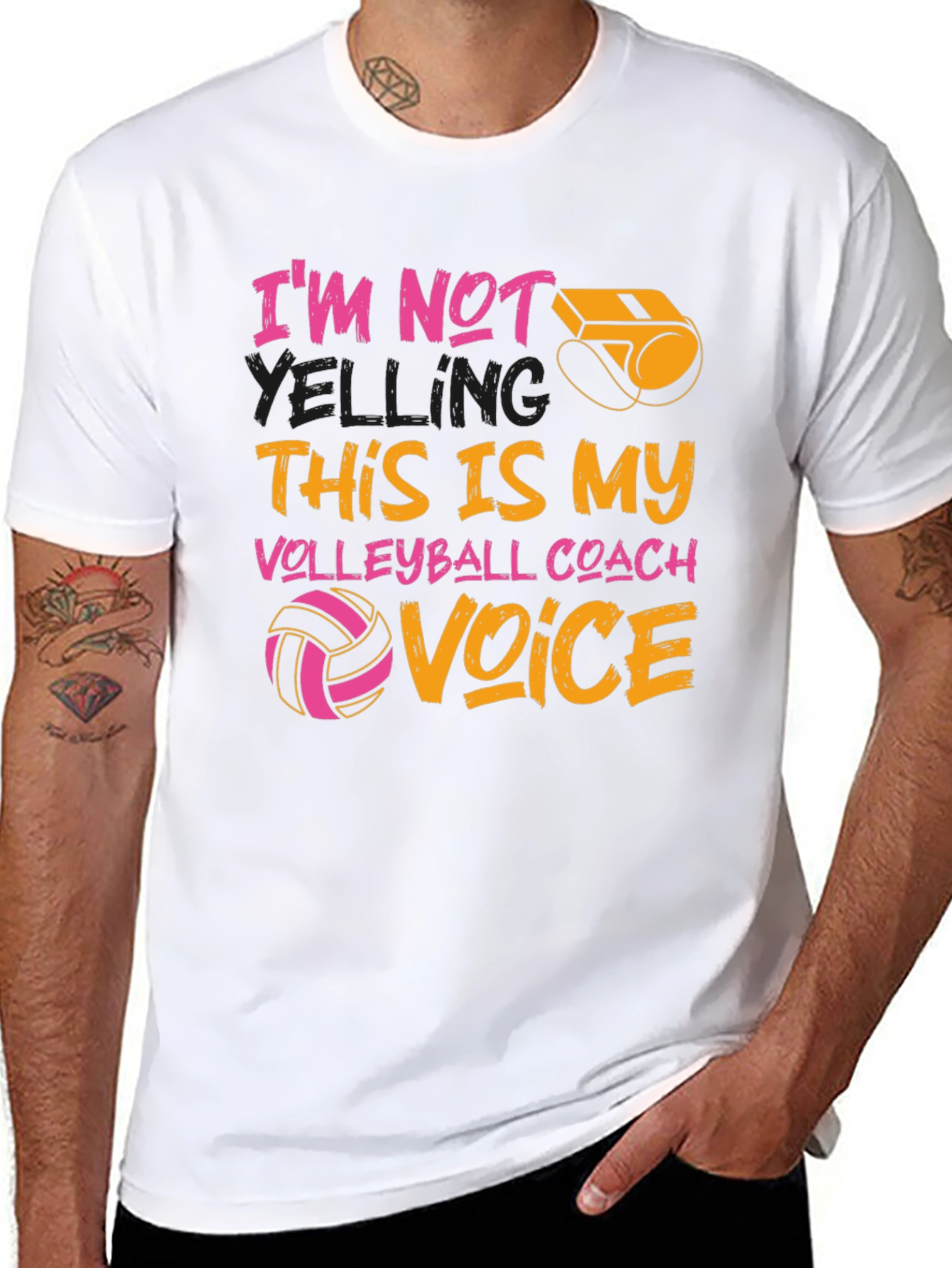 Black Volleyball Coach T-Shirt: I'm Not Yelling, This Is My Voice view 8