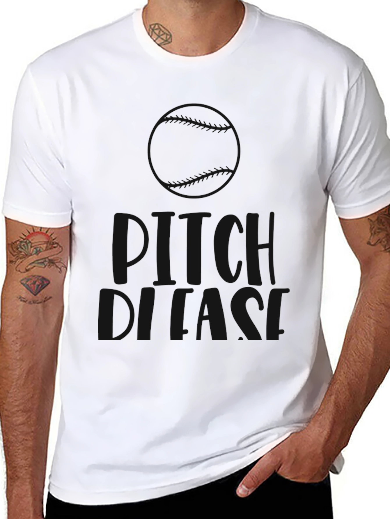 Black Pitch Please T-Shirt - Funny Baseball Tee view 8