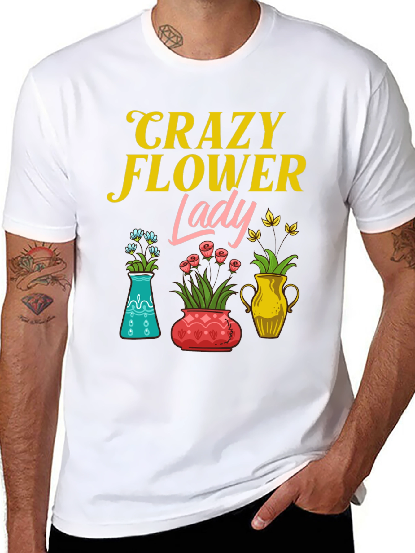 Black Crazy Flower Lady Graphic T-Shirt view 8