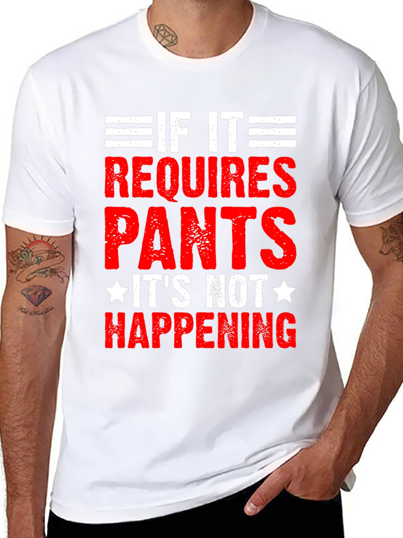 Black Funny "If it Requires Pants" Graphic Tee view 8