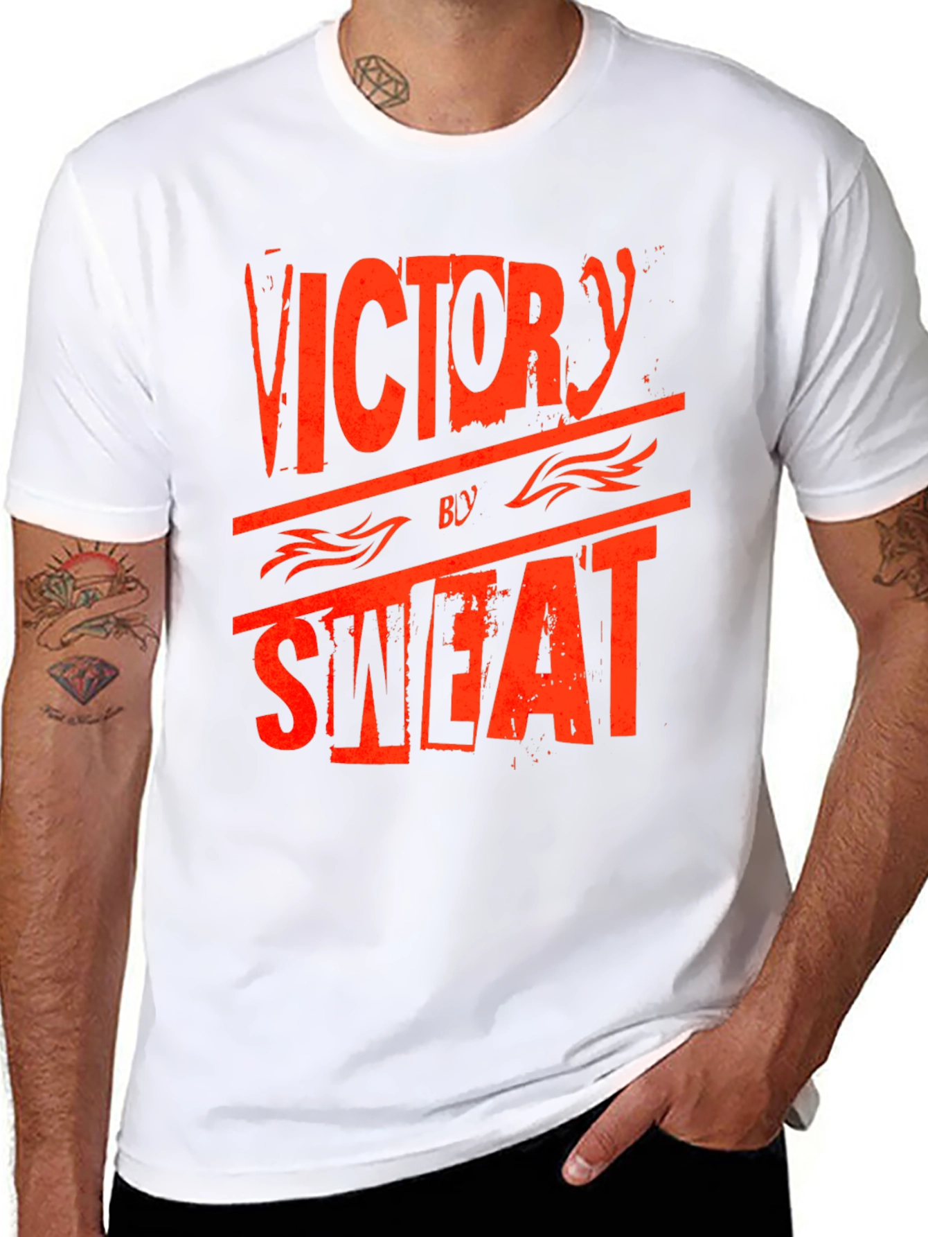 Black Victory by Sweat Graphic Print Crew Neck T-Shirt view 8