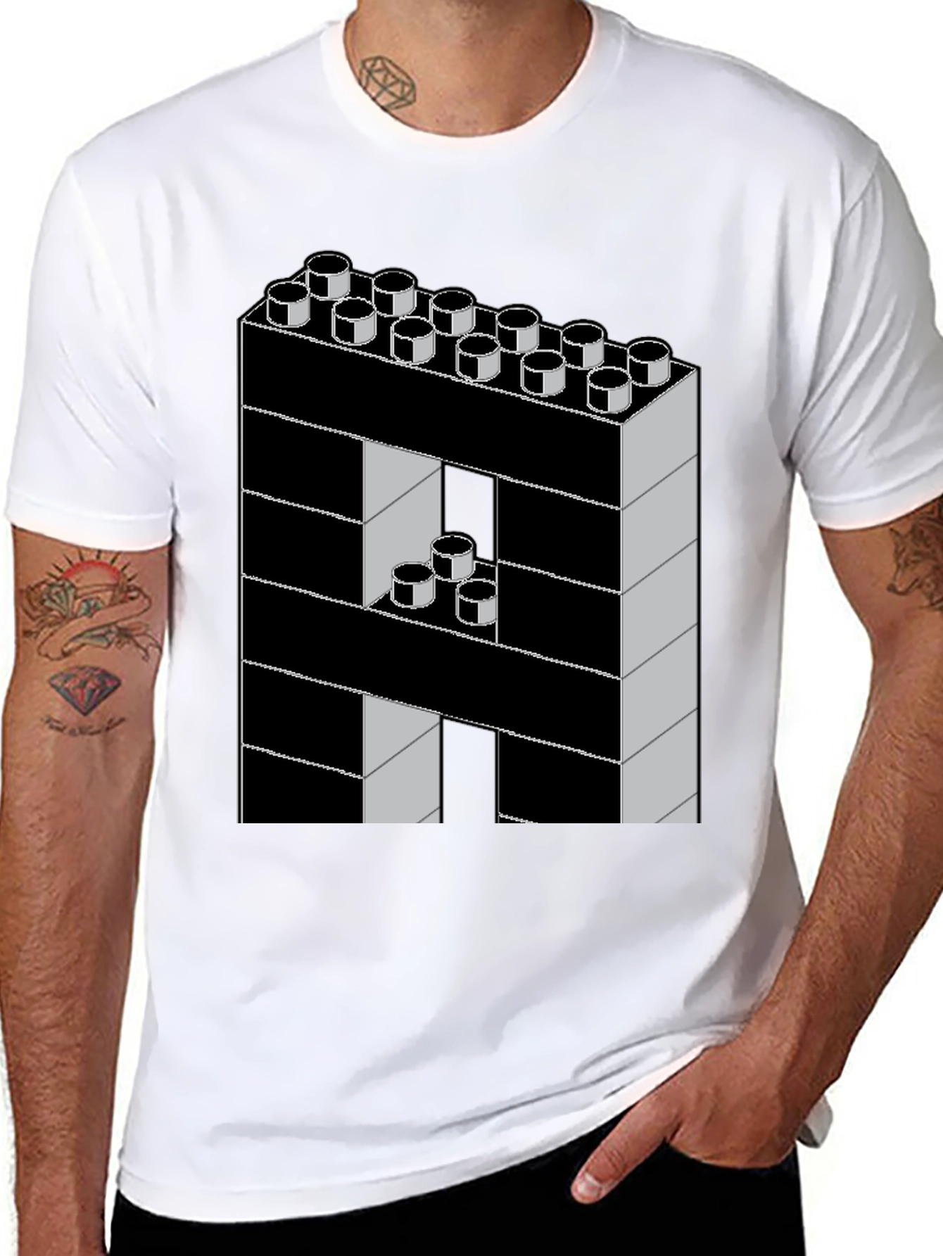 Black Building Block Graphic Tee - Unique Design view 8
