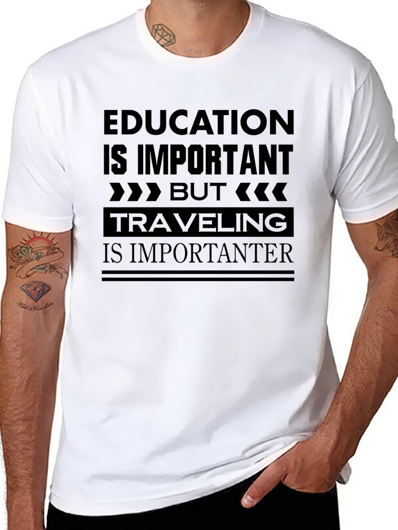 Black Education vs Travel Graphic Tee view 8