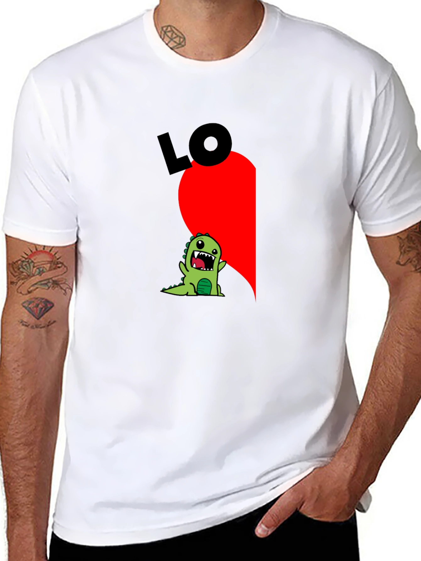Black Black T-Shirt with Dinosaur "LO" Graphic view 8