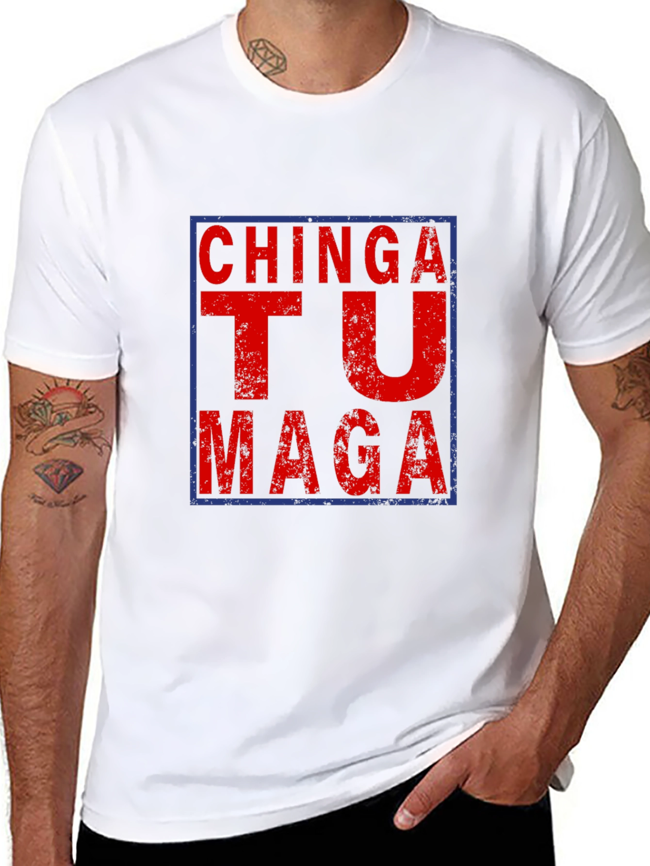 Black Chinga Tu MAGA Graphic Tee - Political Humor T-Shirt view 8