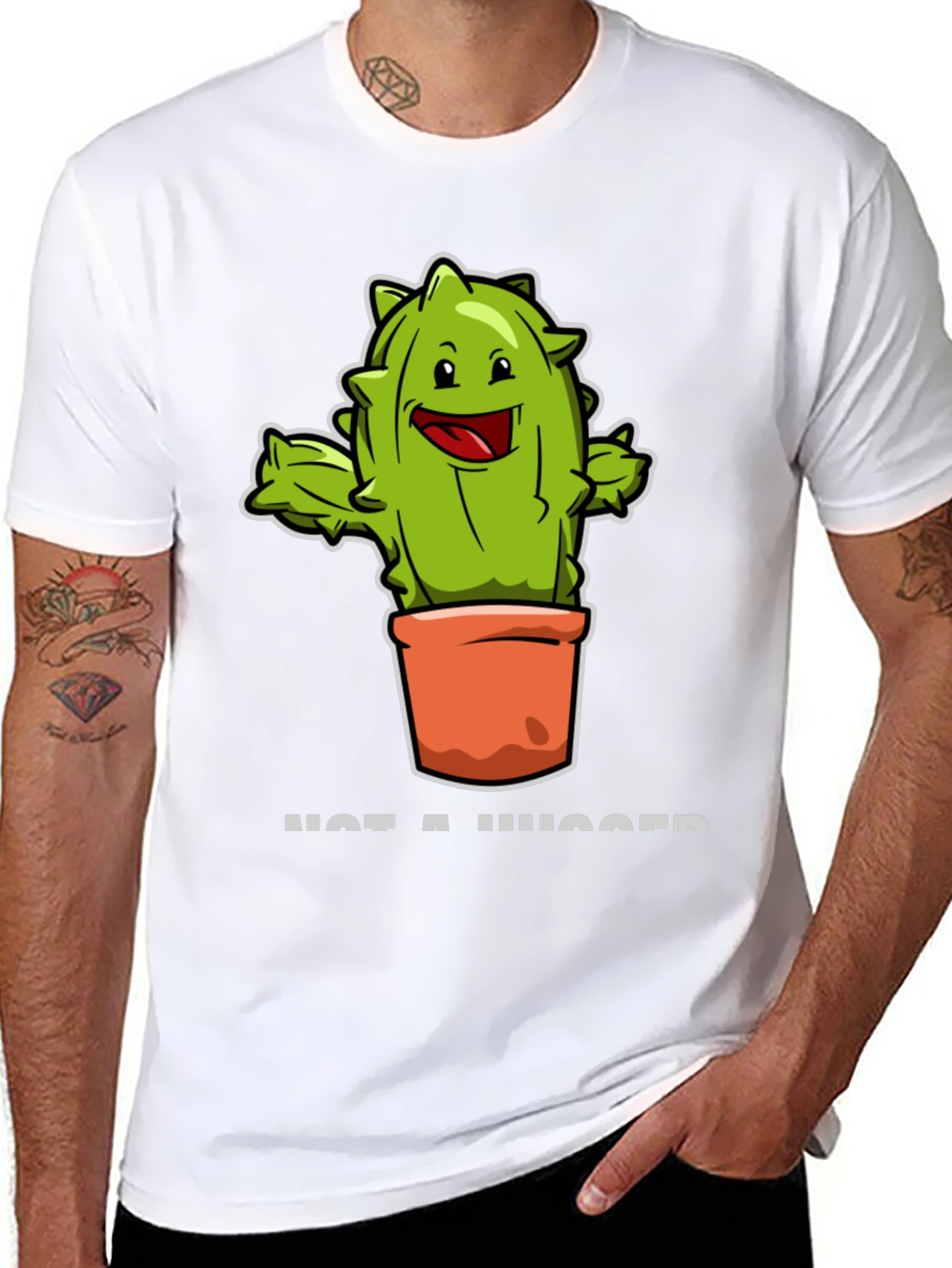 Black Cactus Hugger Funny T-Shirt view 8