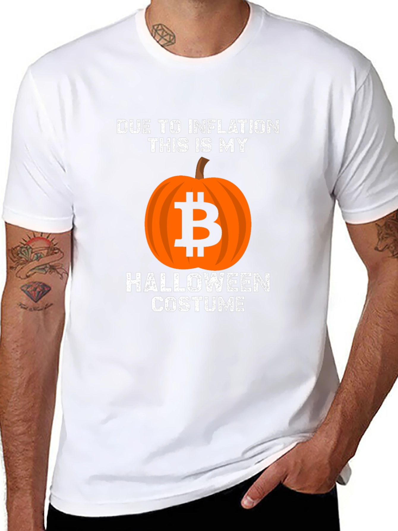 Black Bitcoin Halloween Inflation Costume T-Shirt view 8