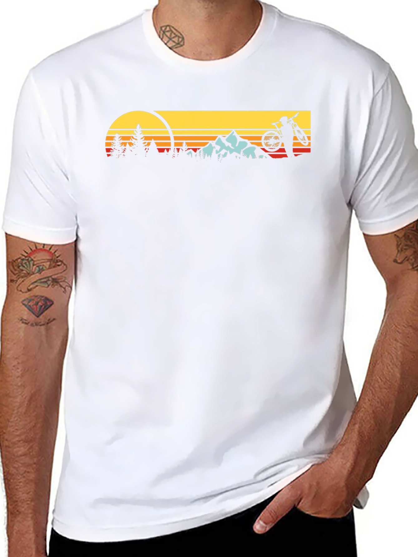 Black Sunset Mountain Biker Graphic Tee view 8