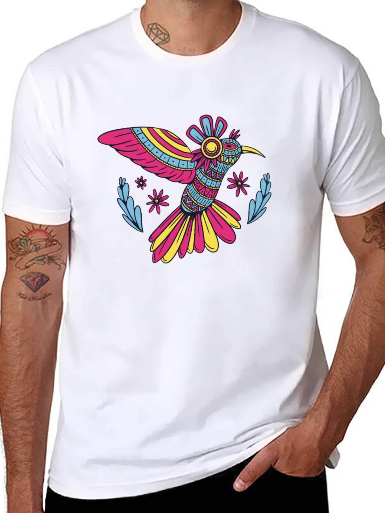 Black Hummingbird Graphic T-Shirt - Vibrant Bird Design view 8