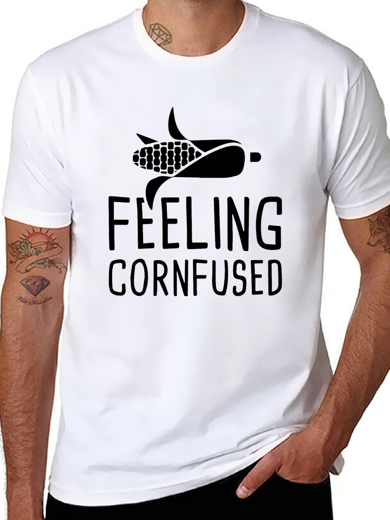 Black Feeling Cornfused T-Shirt - Funny Pun Tee view 8
