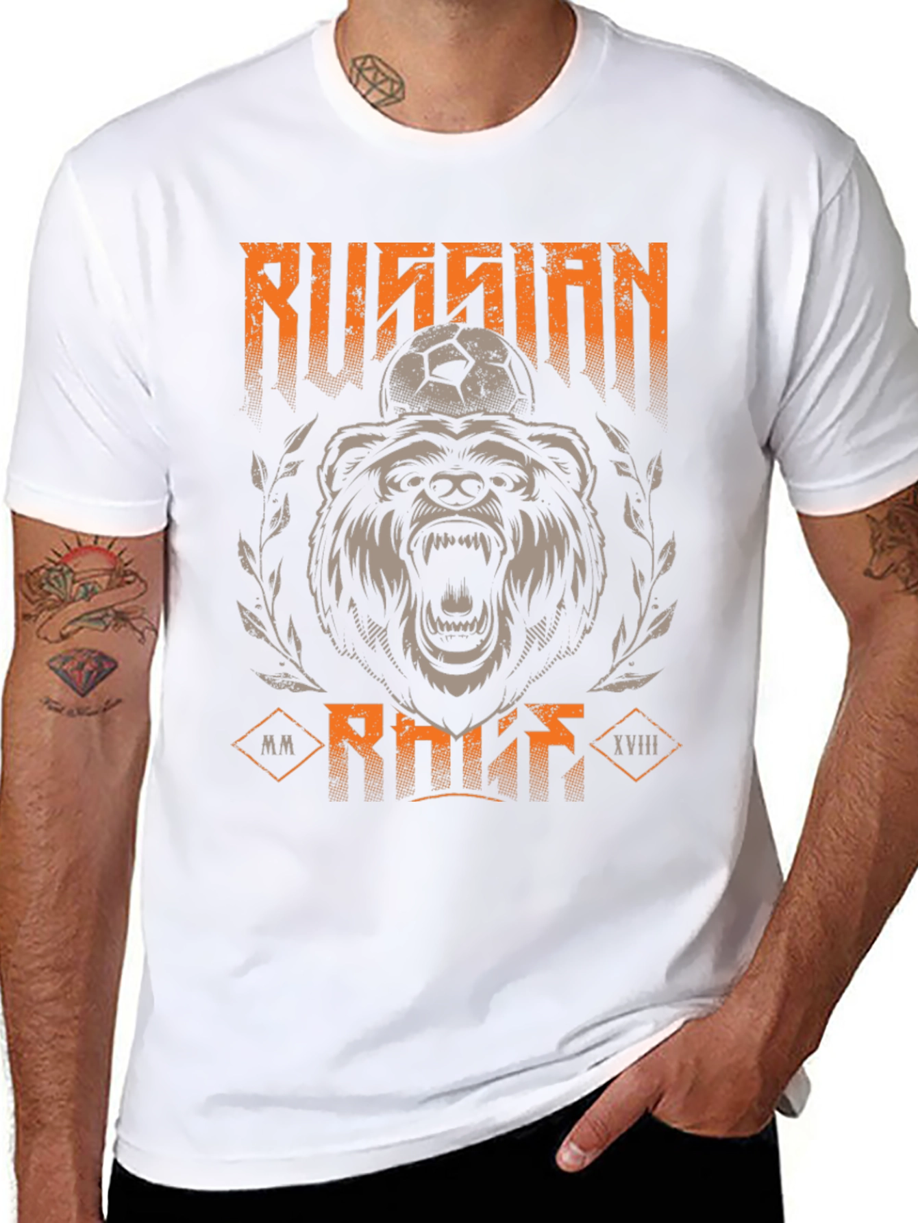 Black Russian Bear Soccer T-Shirt - Black Graphic Tee view 8