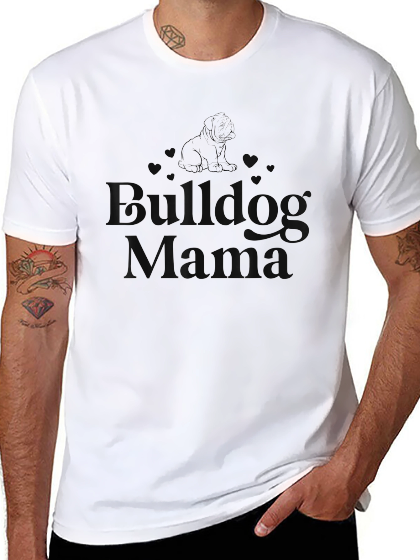 Black Bulldog Mama Black T-Shirt view 8