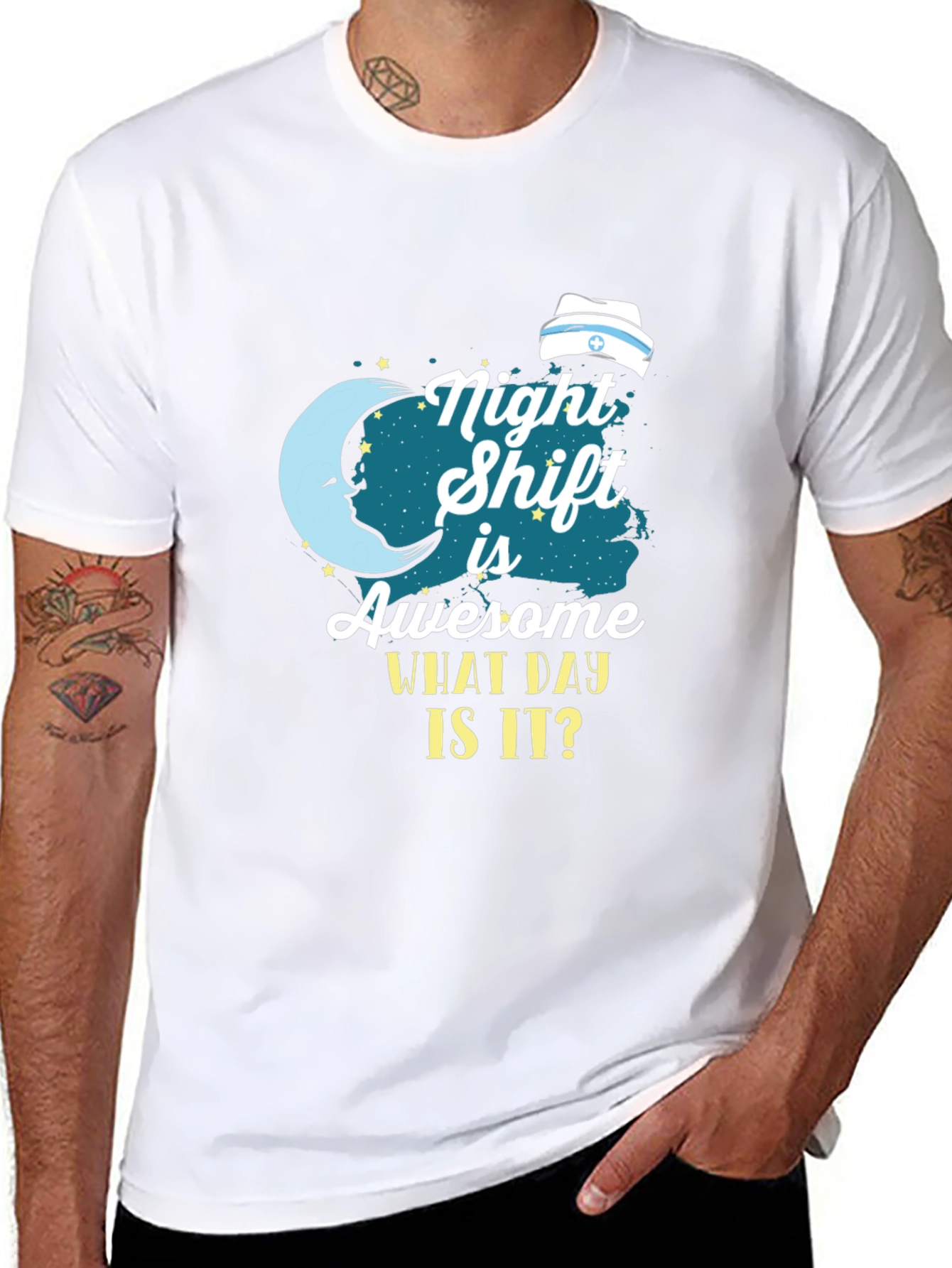 Black Night Shift Nurse T-Shirt - What Day Is It? view 8
