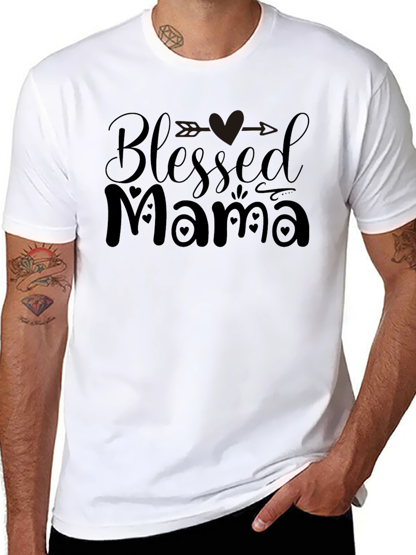Black Blessed Mama Graphic Tee - Black view 8