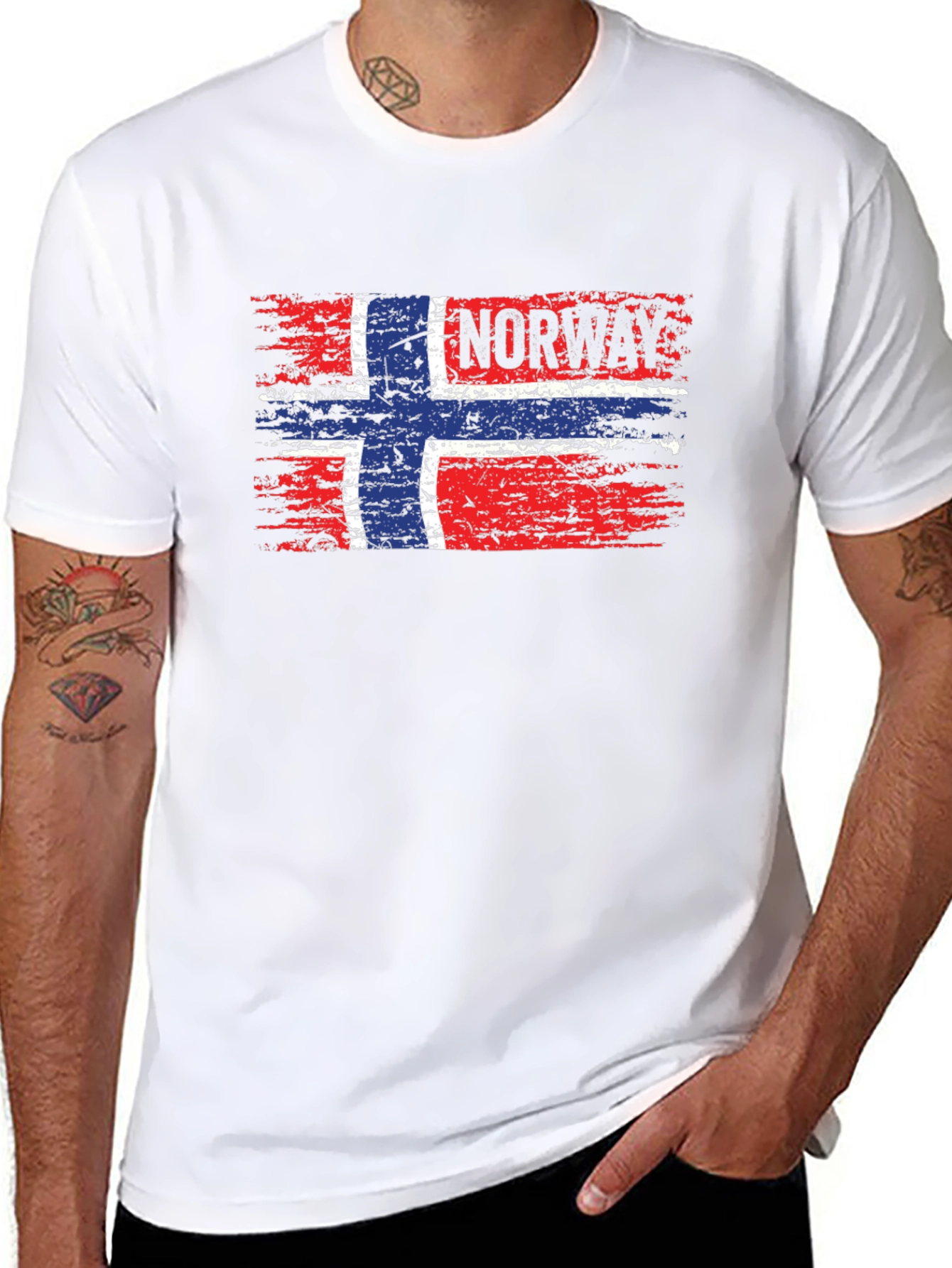 Norway Flag Distressed Black T-Shirt - 8