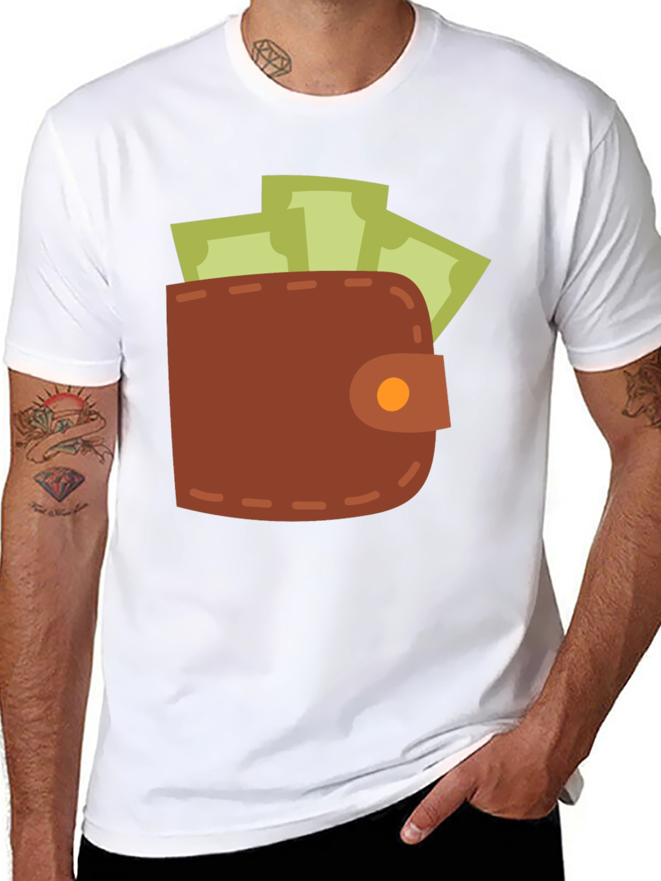 Black Wallet and Cash Graphic Black T-Shirt view 8