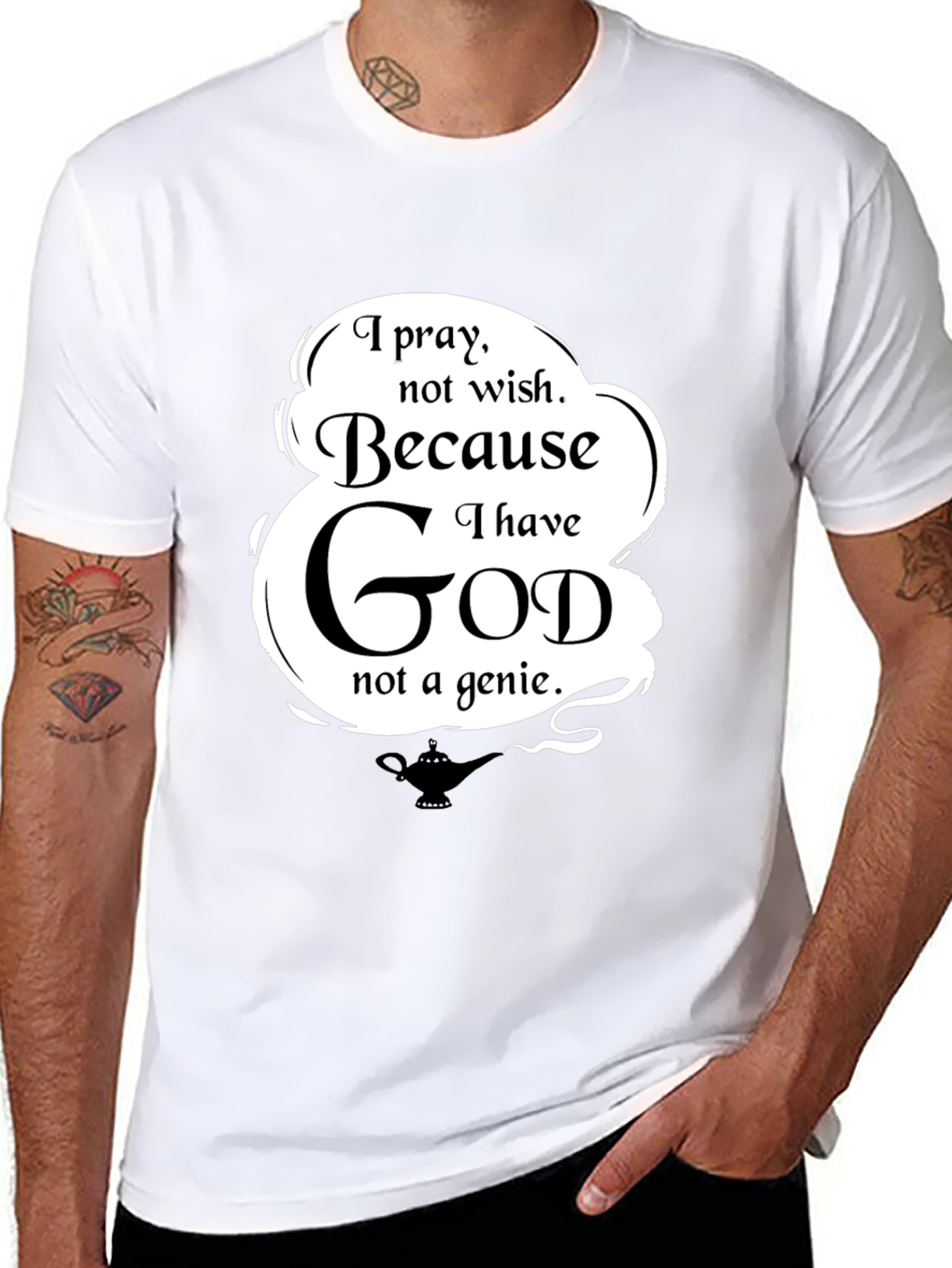 Black I Pray T-Shirt - Religious Graphic Tee view 8