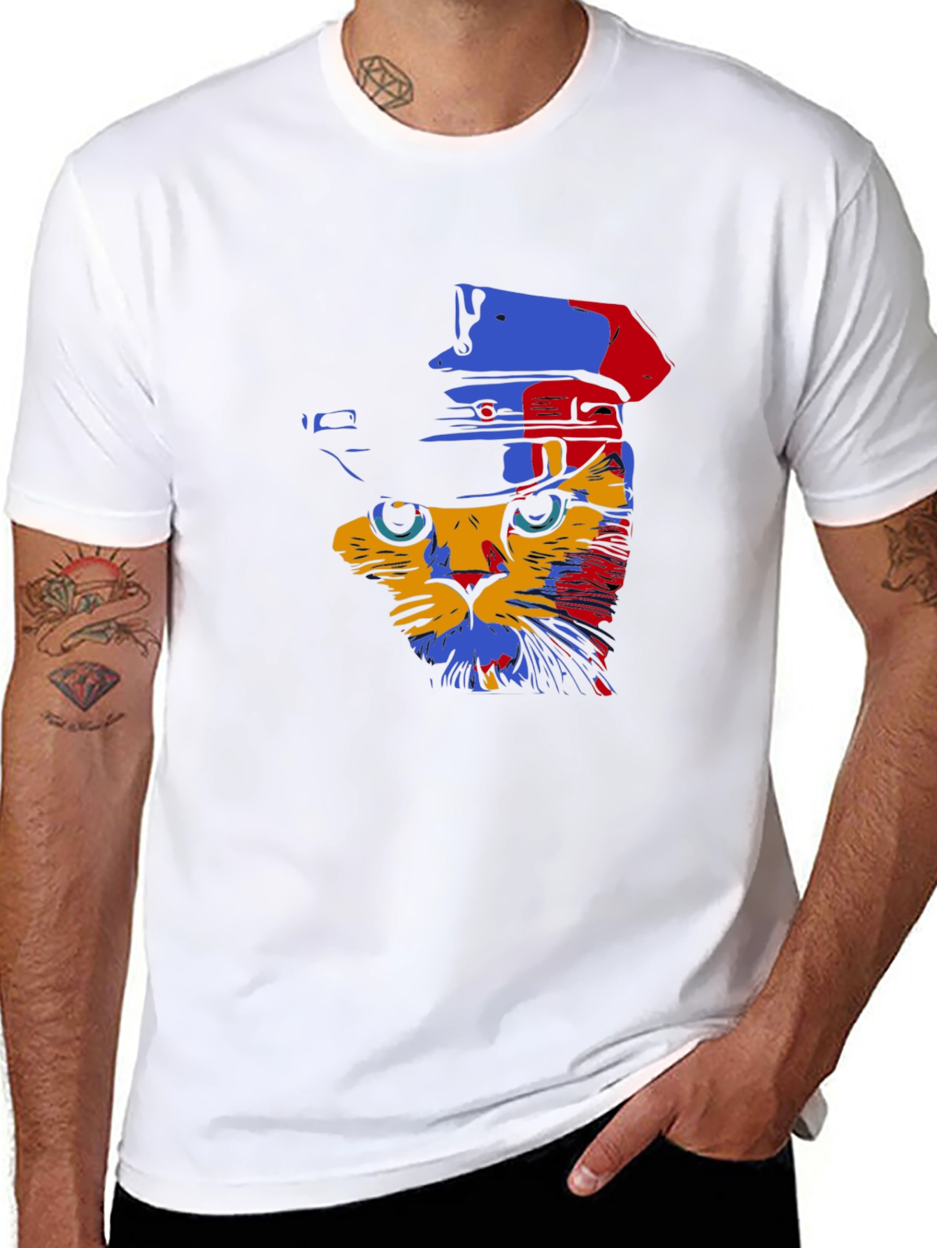 Black Cat Detective T-Shirt - Colorful Cat Design view 8