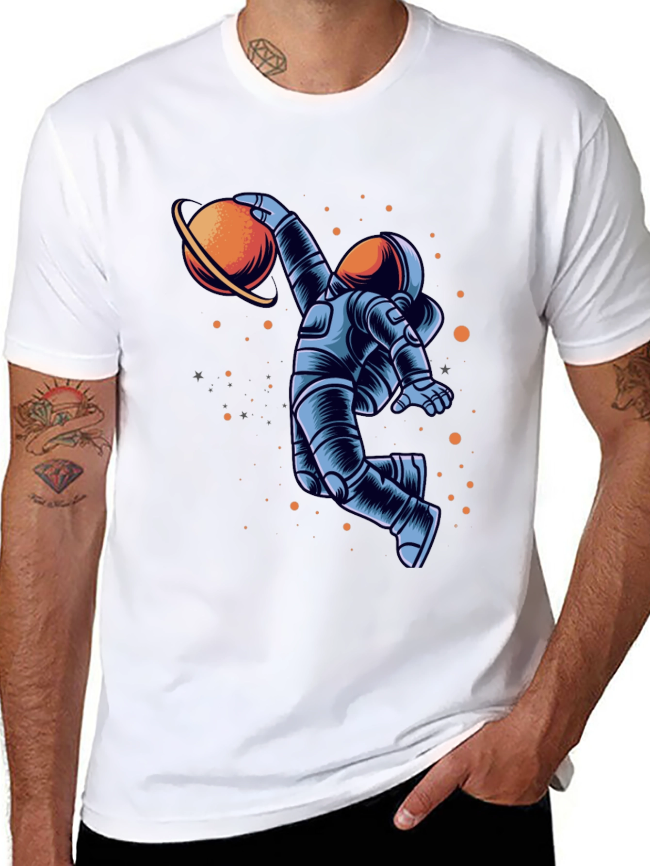 Black Astronaut Dunking Planet Graphic Tee view 8