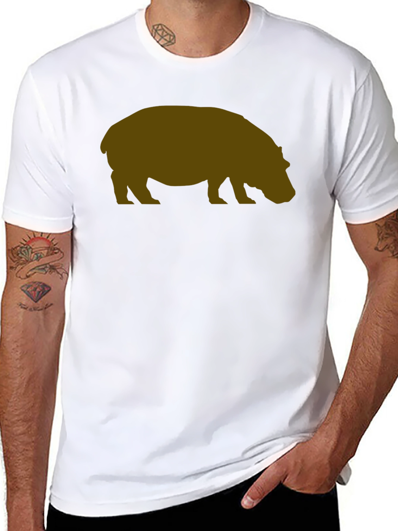 Black Hippo Silhouette Graphic T-Shirt - Casual Style view 8