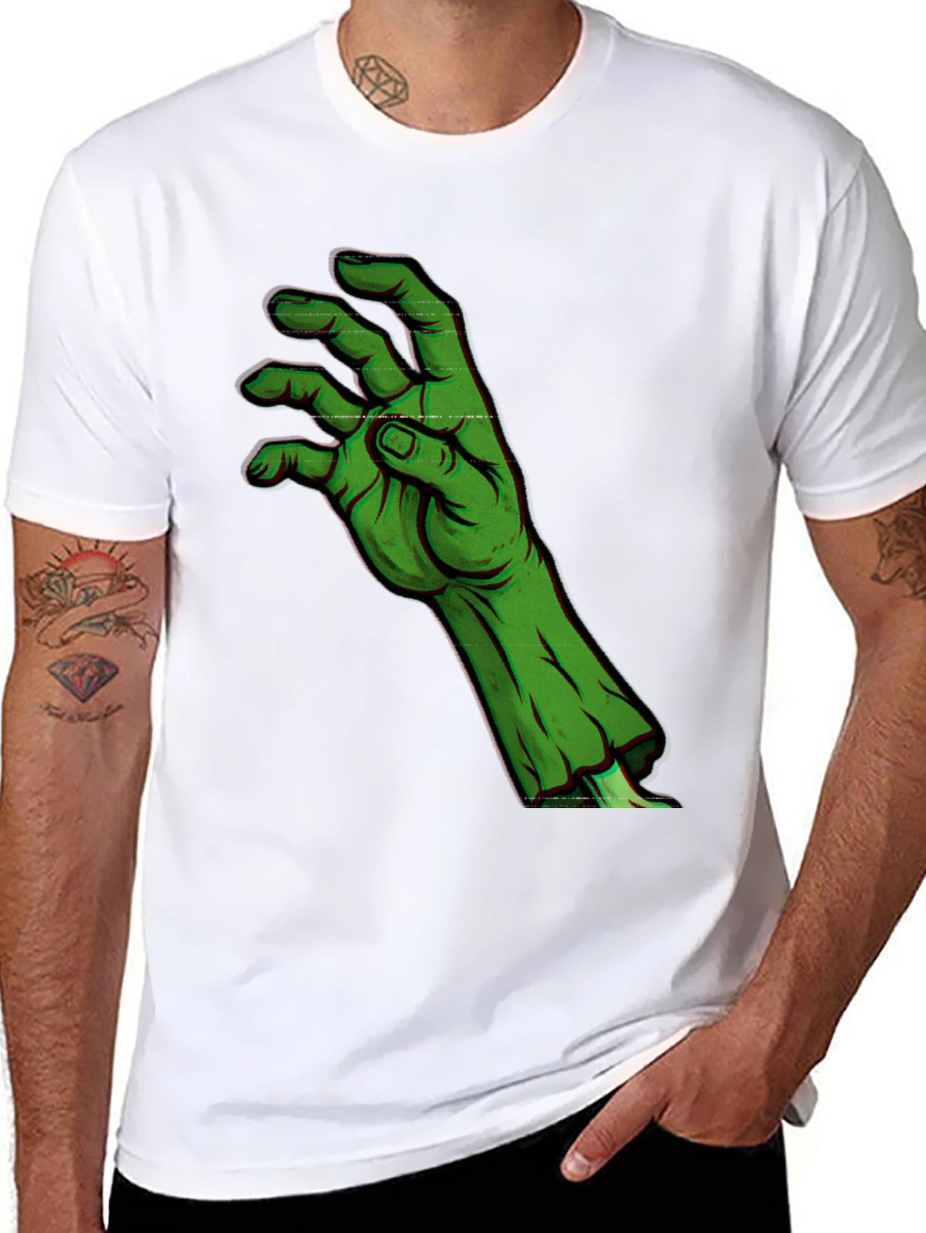 Black Zombie Hand Graphic T-Shirt - Horror Halloween Style view 8