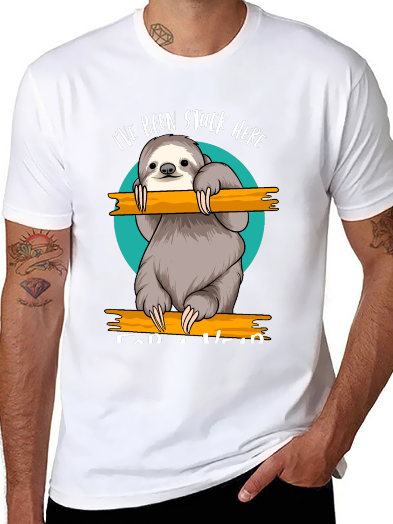 Black Stuck Here Sloth Graphic Tee - Relaxed Fit view 8