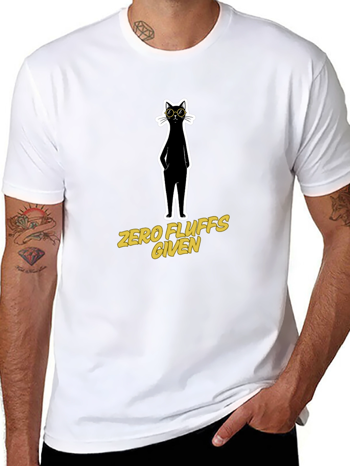 Black Zero Fluffs Given Cat T-Shirt view 8