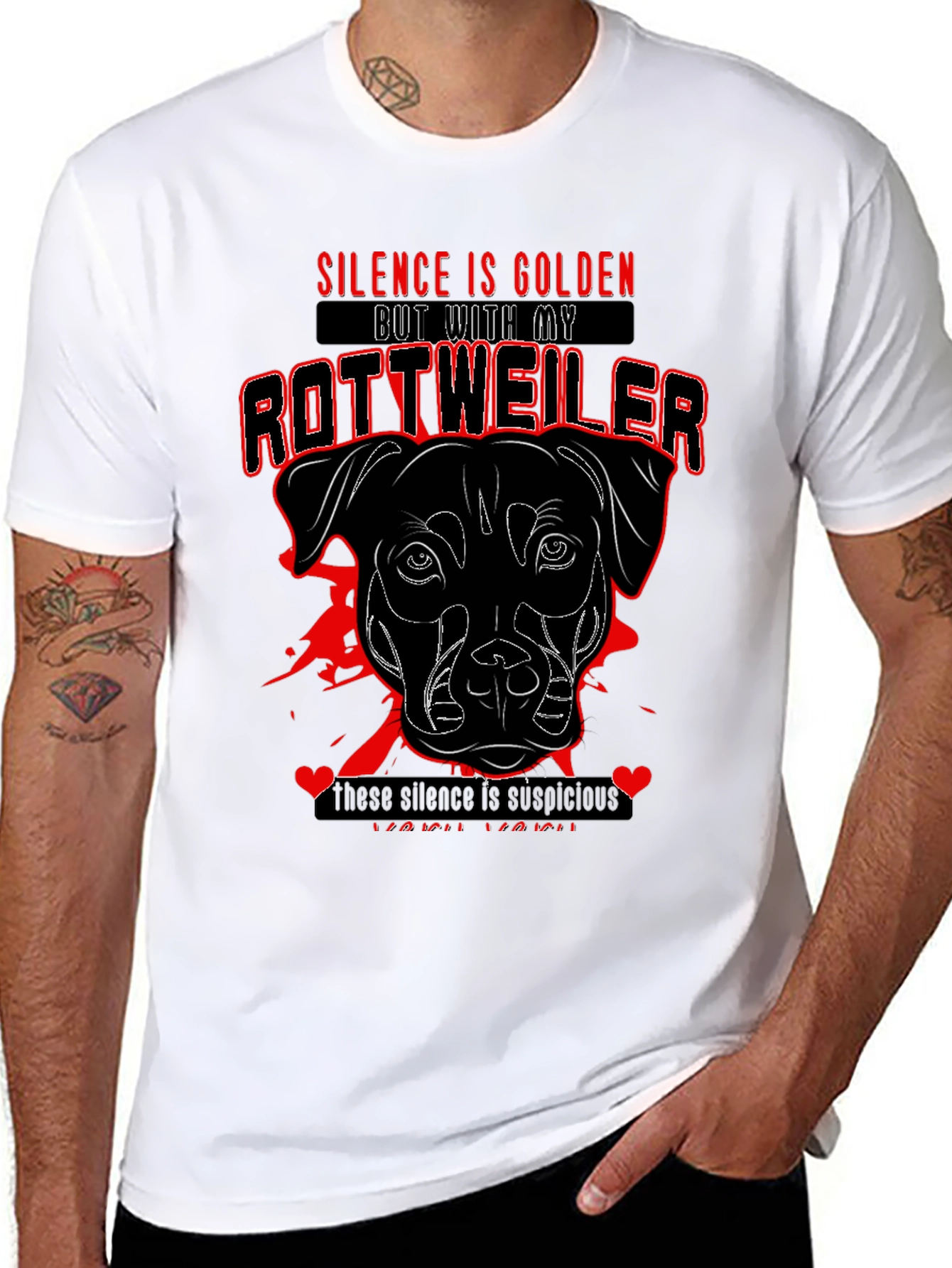Silence is Golden Rottweiler Graphic Tee - 8