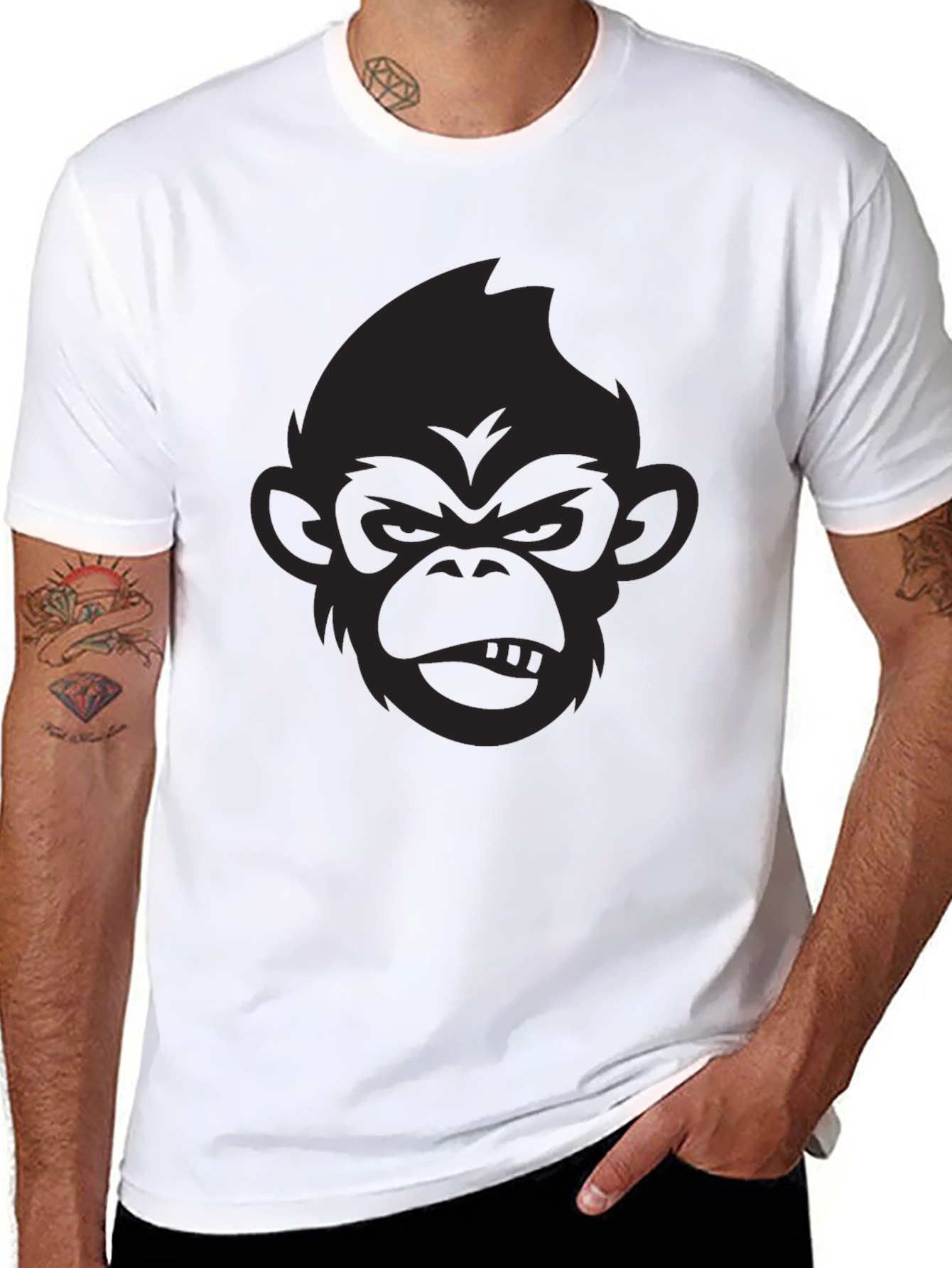 Black Black Monkey Graphic T-Shirt - Men's Casual Tee view 8