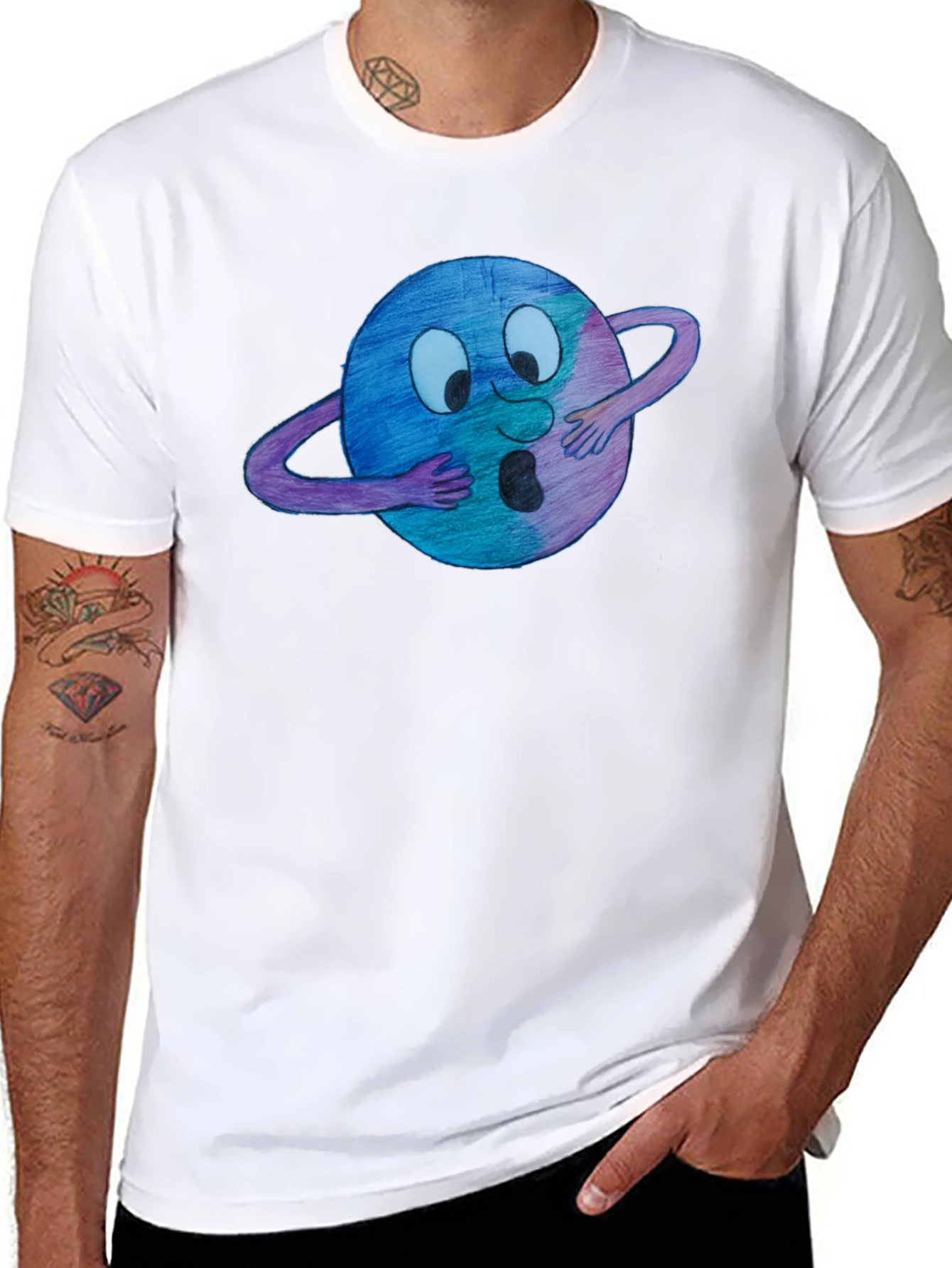 Black Cartoon Planet T-Shirt view 8