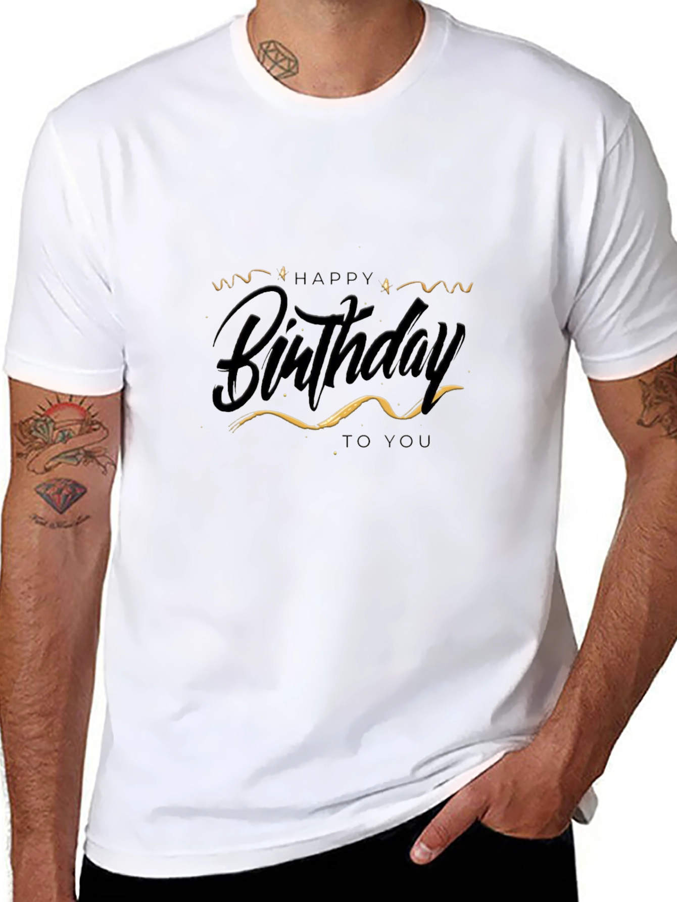 Black Happy Birthday Black Graphic Tee for Men view 8