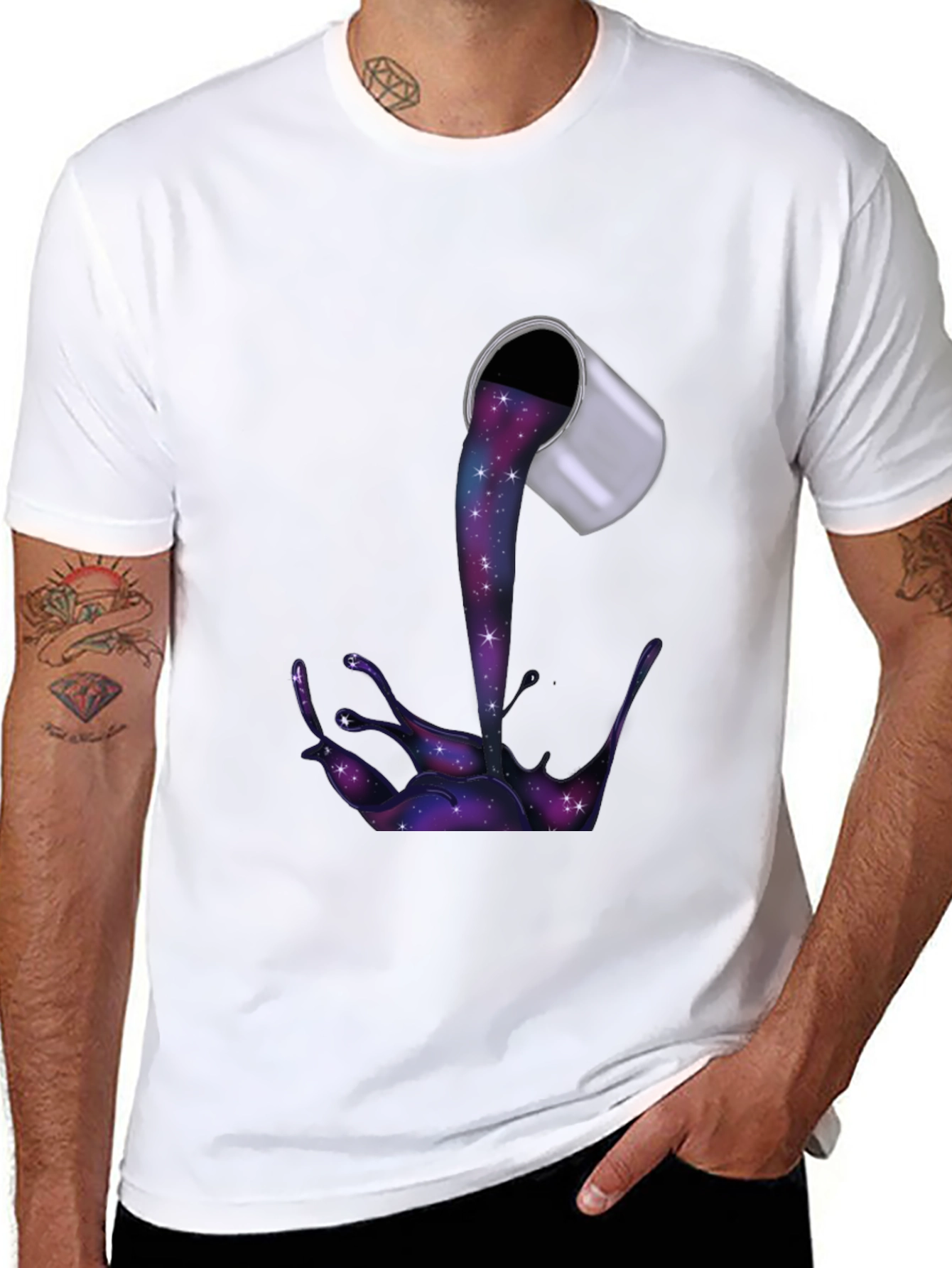 Black Galaxy Paint Pour Men's T-Shirt view 8