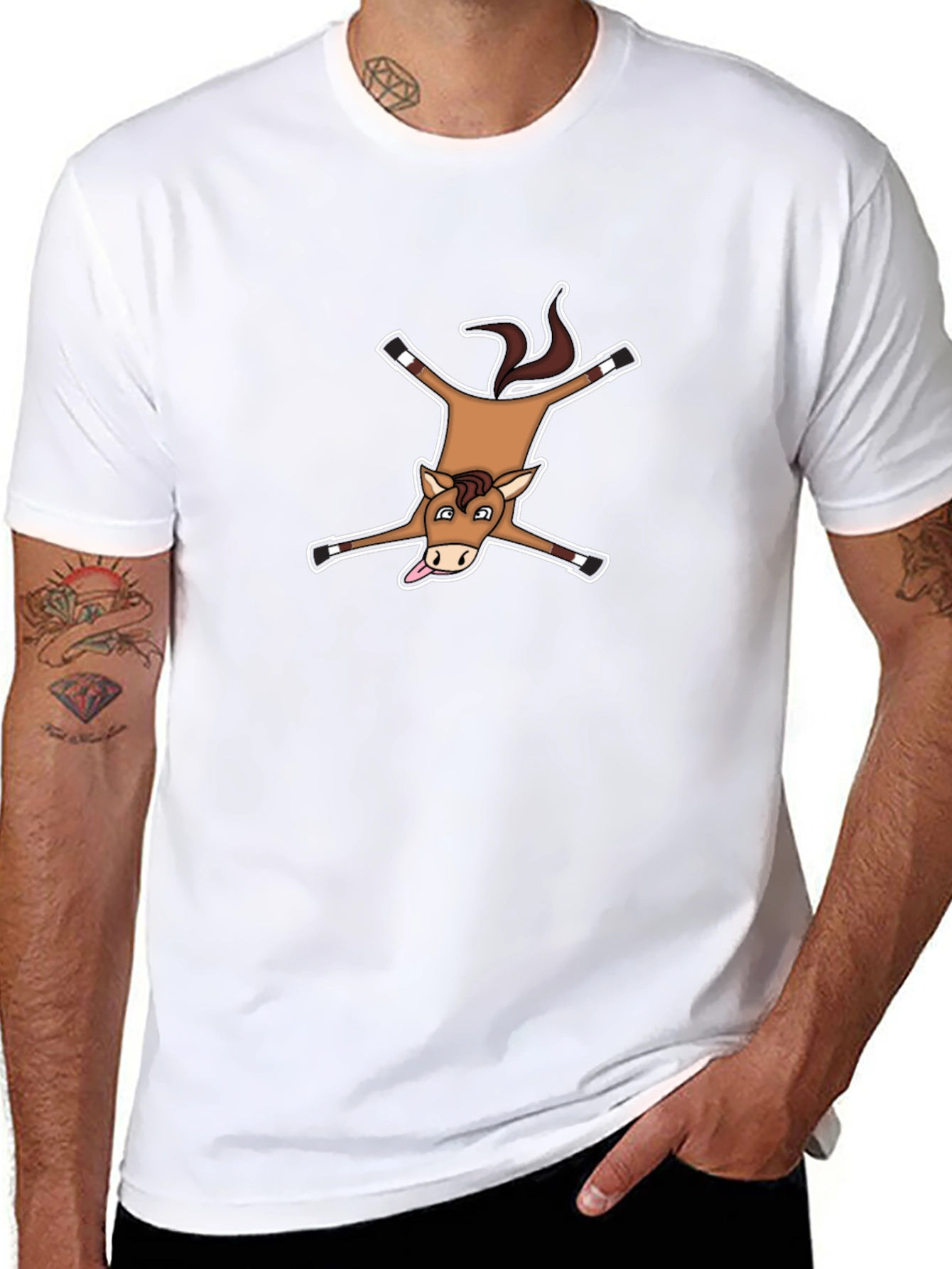 Black Funny Dead Horse Cartoon T-Shirt view 8