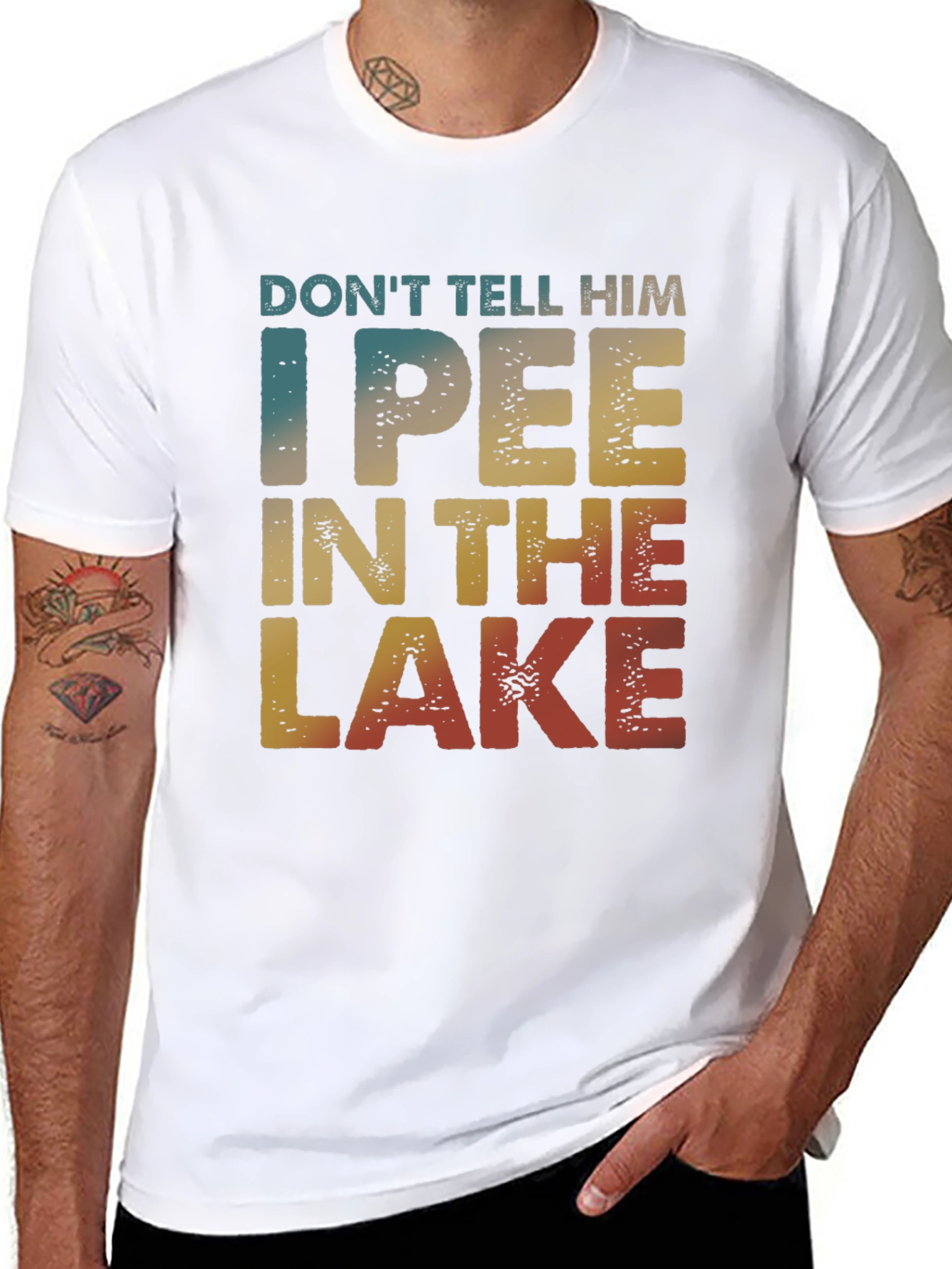 Black I Pee In The Lake Funny T-Shirt view 8