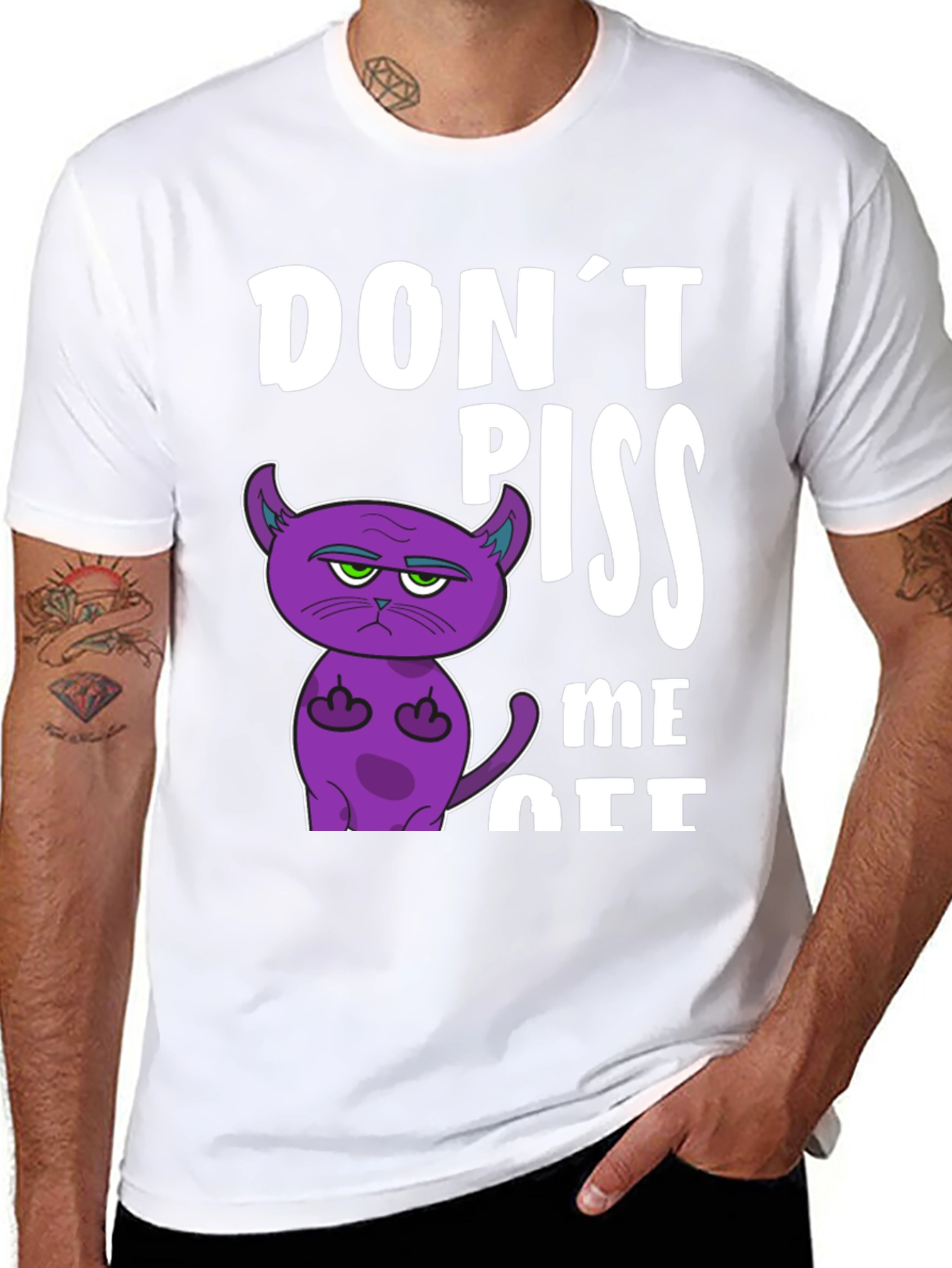 Black Don't Piss Me Off Funny Cat T-Shirt view 8
