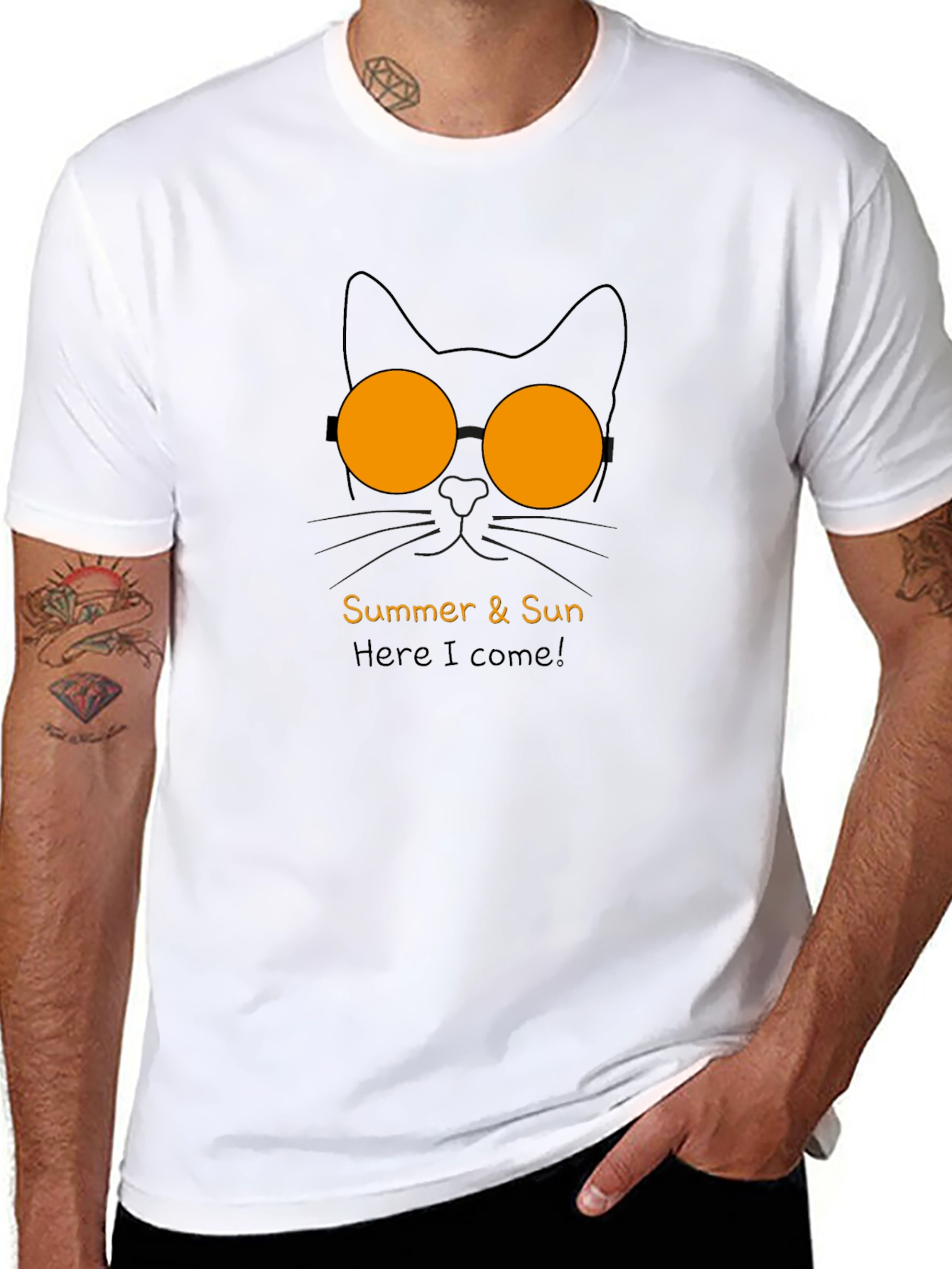 Black Summer Cat T-Shirt - Cool Shades & Sunny Vibes view 8
